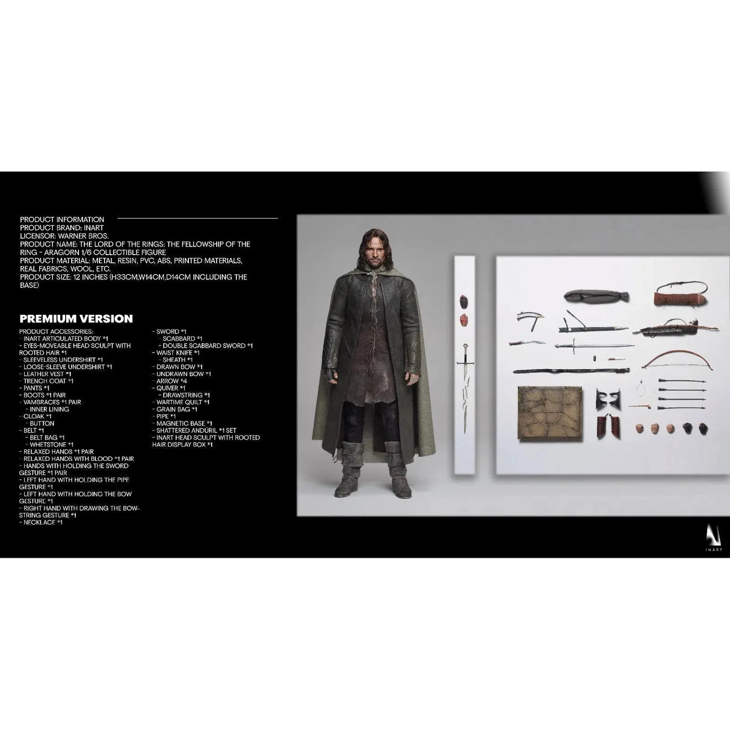 Aragorn: Premium Version: The Lord Of The Rings: Inart - INART Action Figure