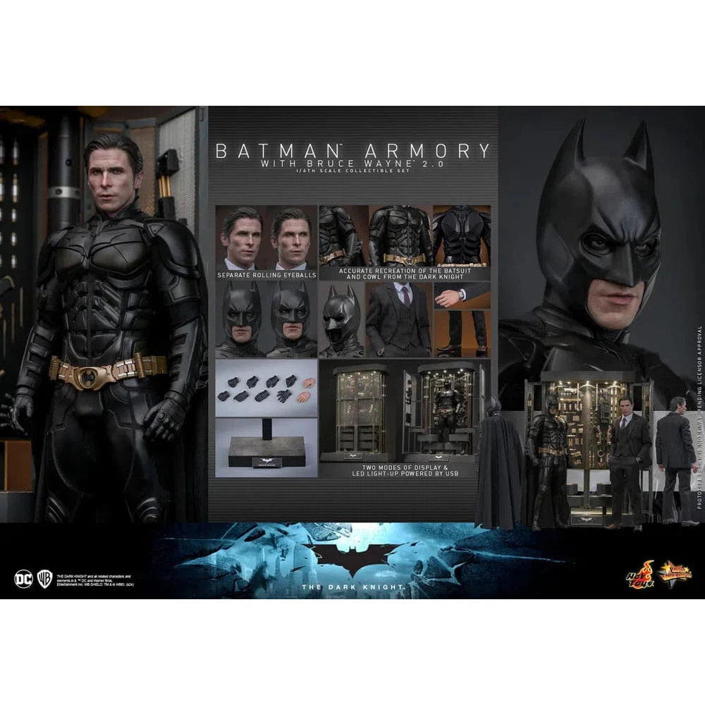 Batman: The Dark Knight: Armory With Bruce Wayne & Batman: 2.0 - Hot Toys Action Figure