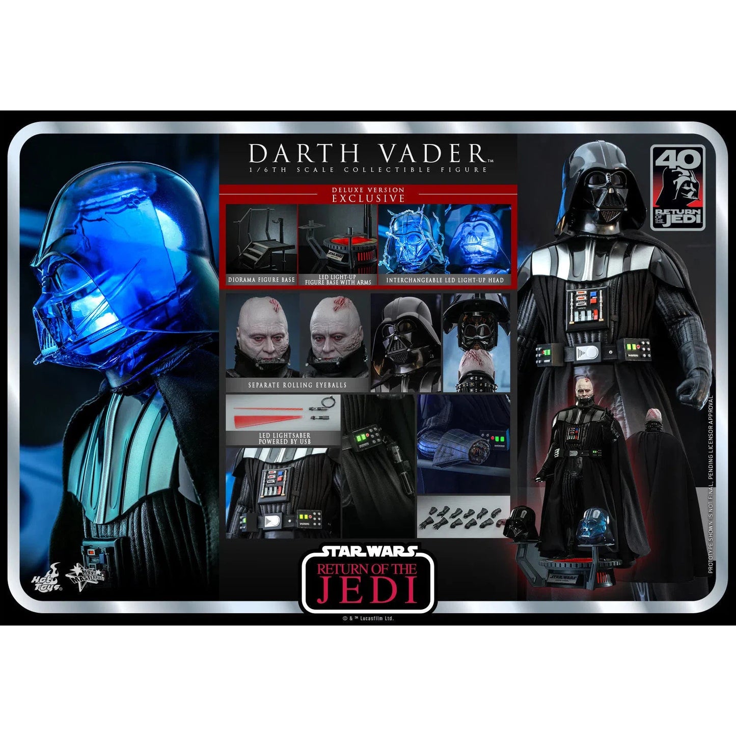 Darth Vader: Star Wars: Return Of The Jedi: 40th Anniversary: Deluxe - Hot Toys Action Figure