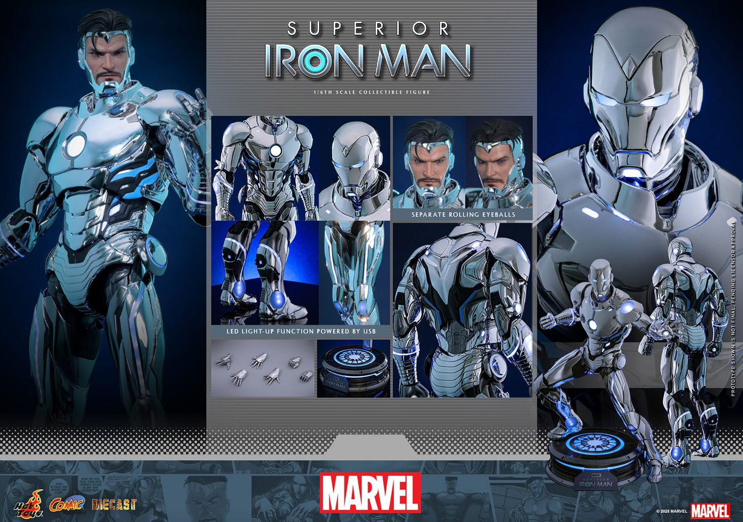 Iron Man: Superior Iron Man: 1/6th Action Figure - Hot Toys Action Figures