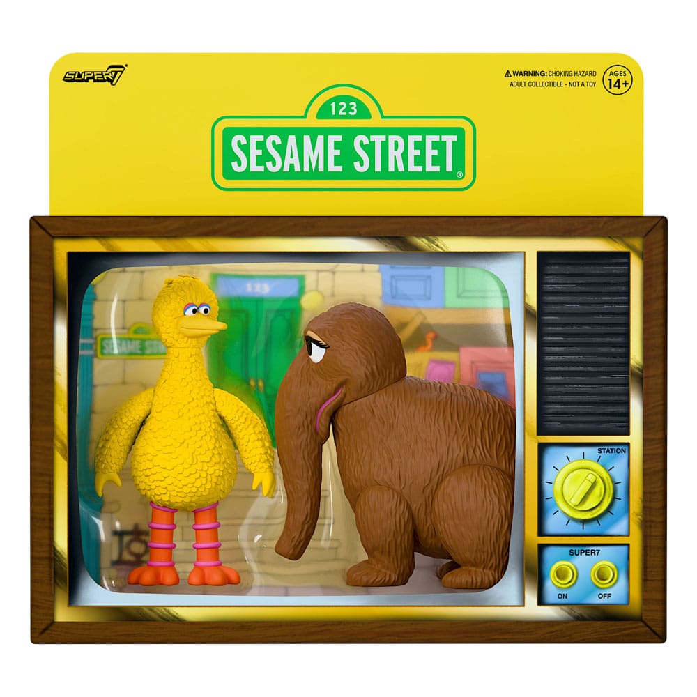 Sesame Street ReAction Action Figures 2-Pack Big Bird and Mr. Snuffleupagus - Super7 Action Figures