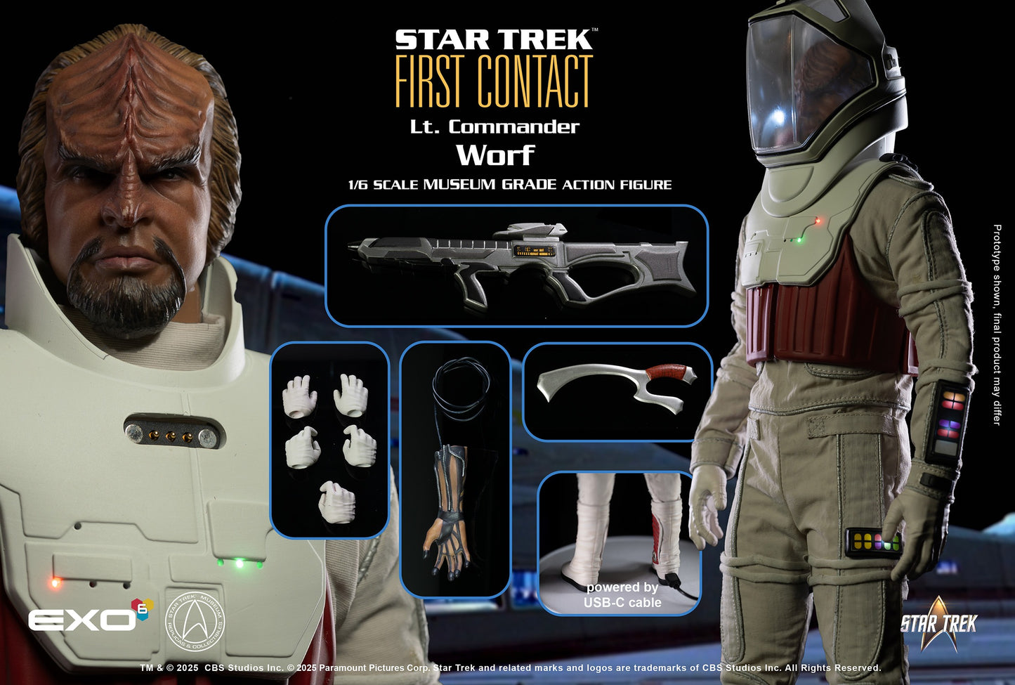 Star Trek: First Contact: Lt. Commander Worf in EVA Suit: 1/6 Scale Figure - EXO-6 Action Figure