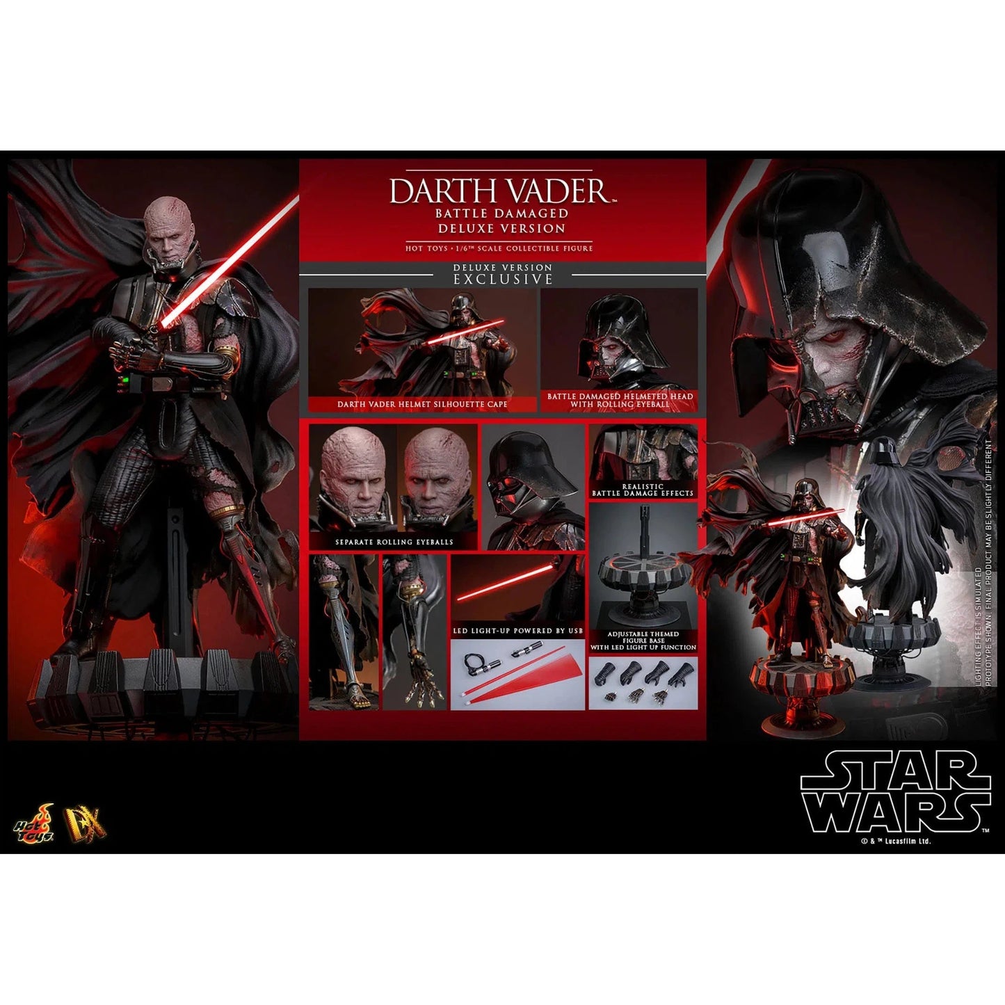 Star Wars: Darth Vader: Battle Damaged: Deluxe: DX45B - Hot Toys Action Figures