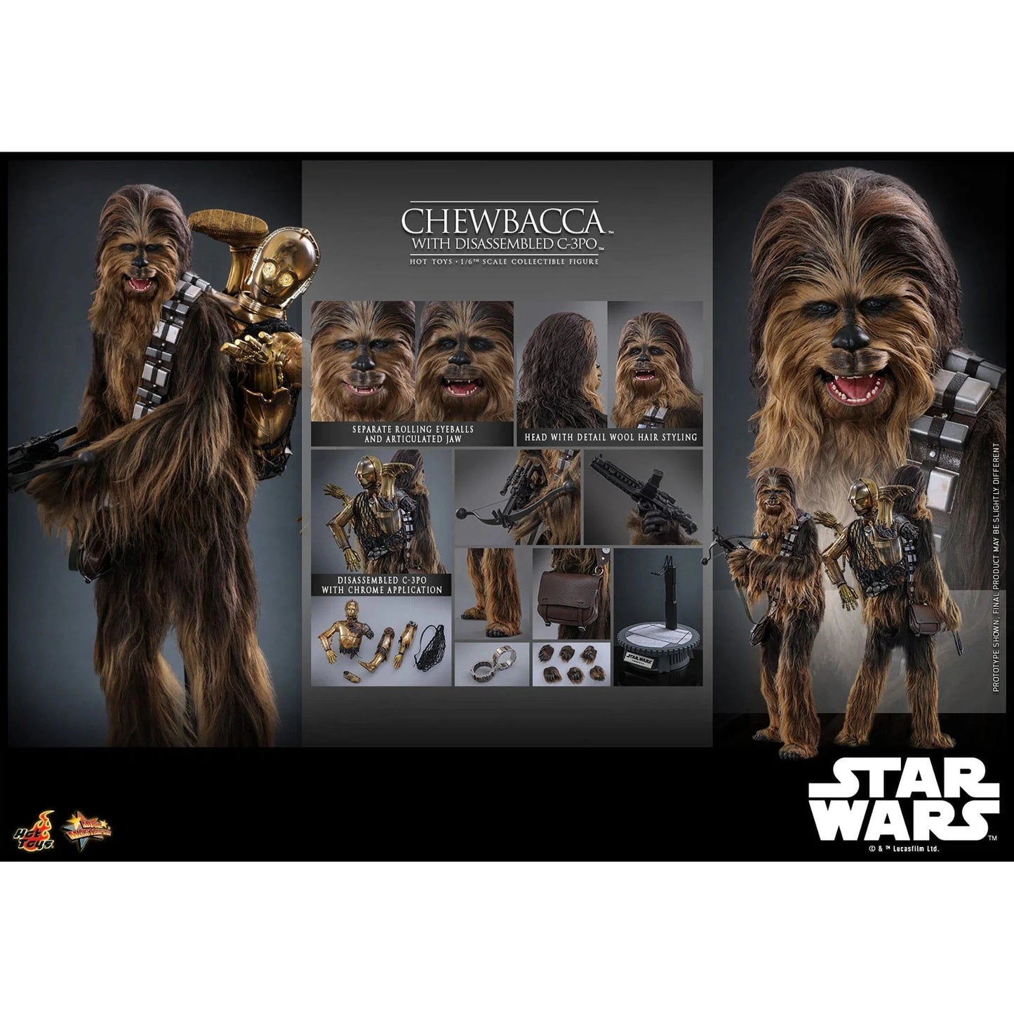 Star Wars: Episode V: The Empire Strikes Back: Chewbacca With Disassembled C-3PO - Hot Toys Action Figure