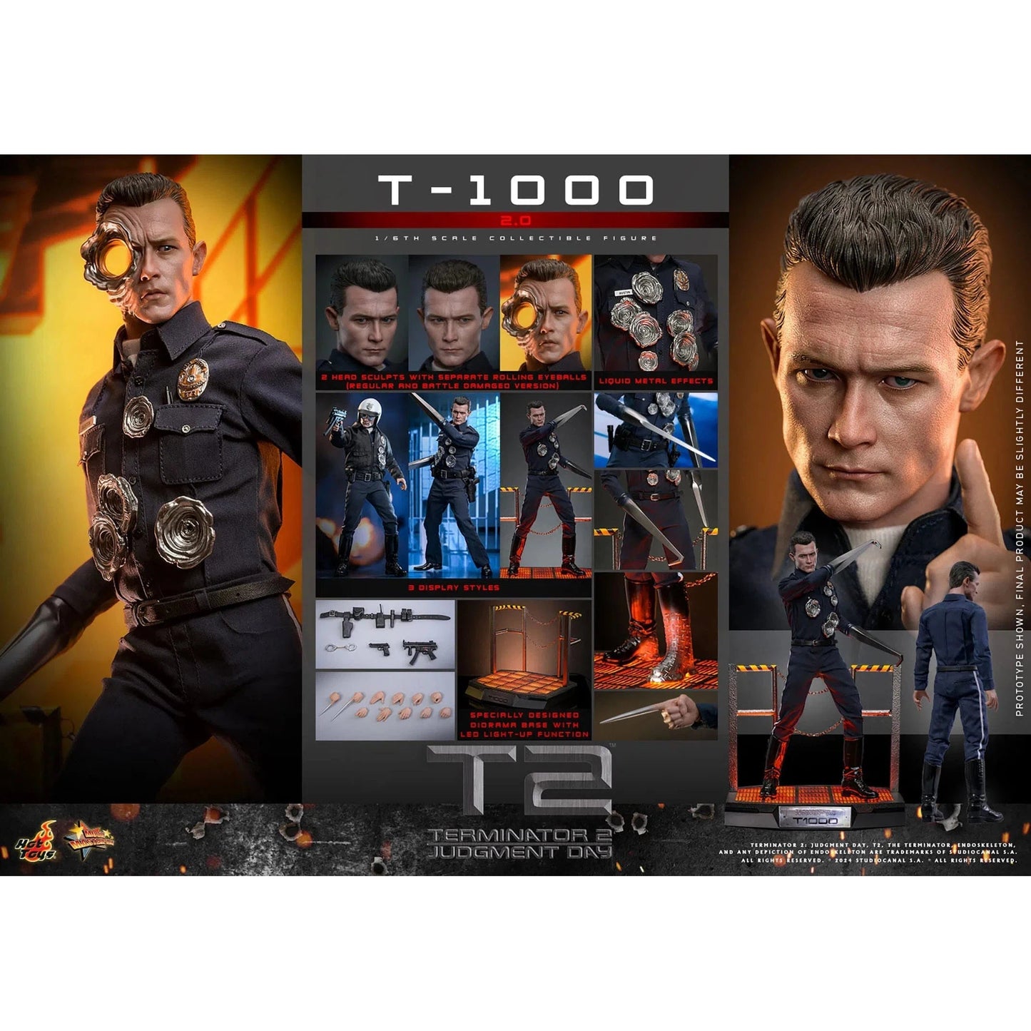 Terminator 2: Judgment Day: T-1000: MMS774 - Hot Toys Action Figures