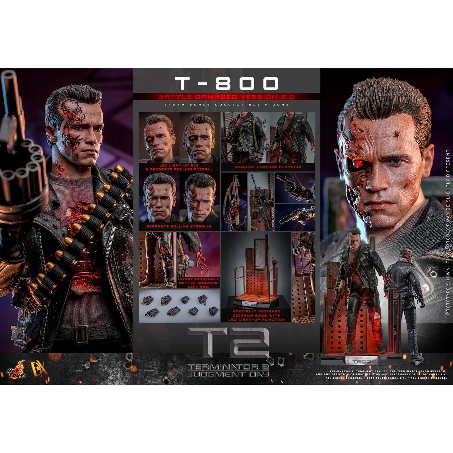 Terminator 2: T-800: Battle Damaged: Version 2.0: DX46 - Hot Toys Action Figure