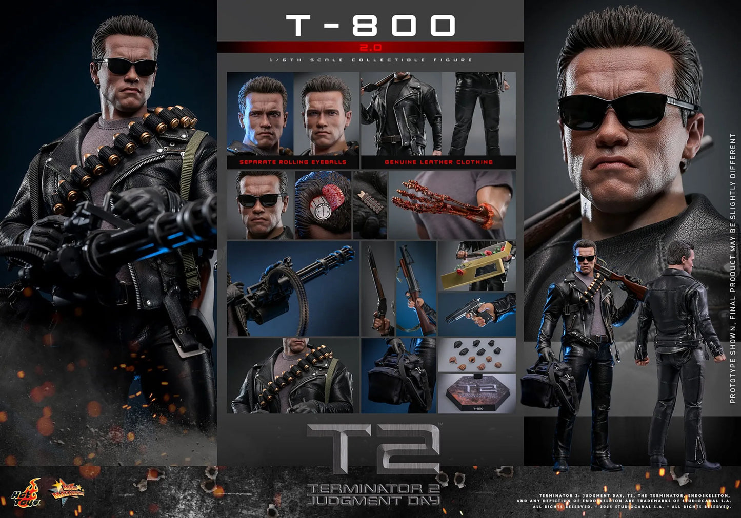 Terminator 2: T-800 Version 2.0: MMS795: 1/6th - Hot Toys Action Figures