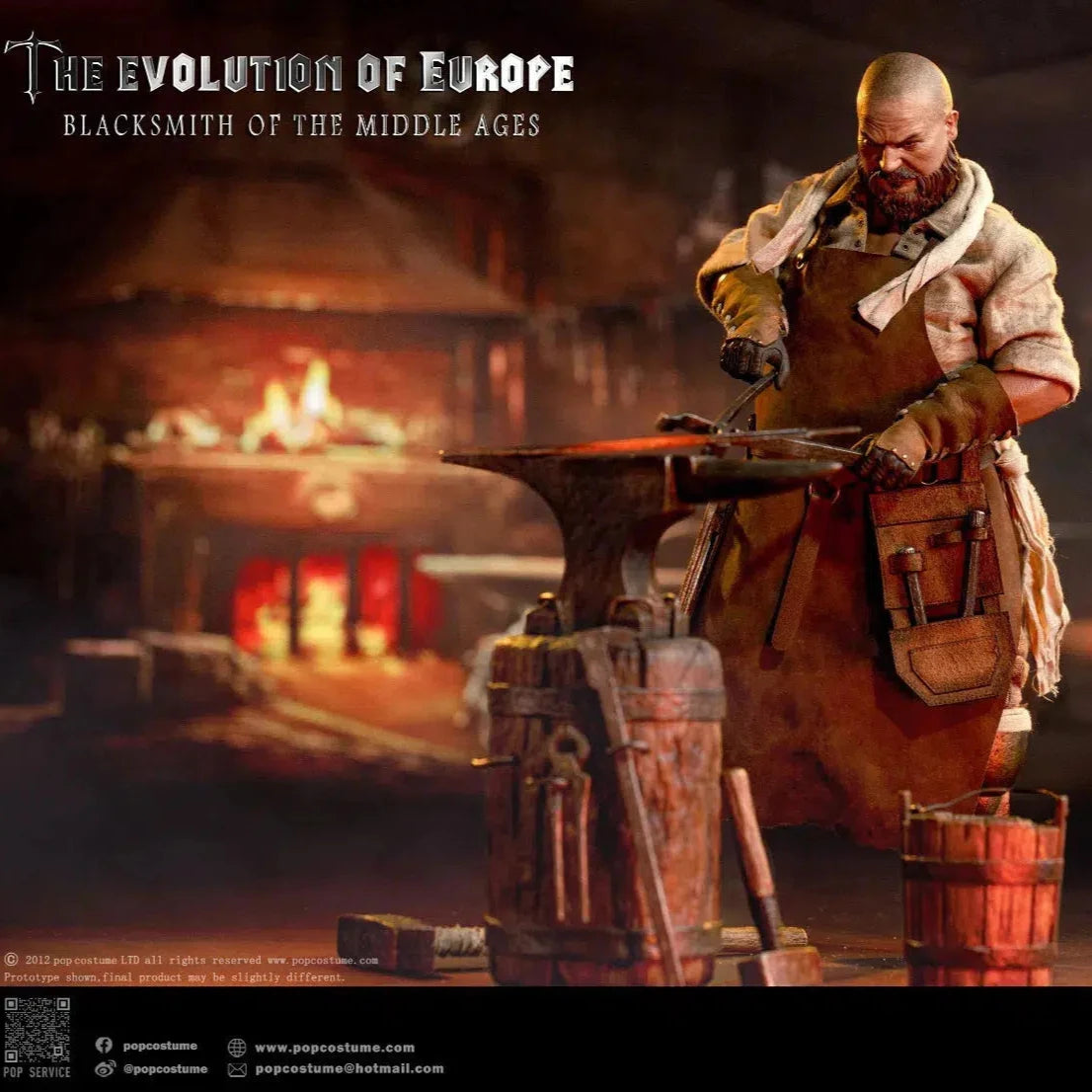 The Evolution of Europe: Blacksmith Of The Middle Ages: POP-EE02: Pop Costume: Sixth Scale Figure - Pop Toys Action Figure
