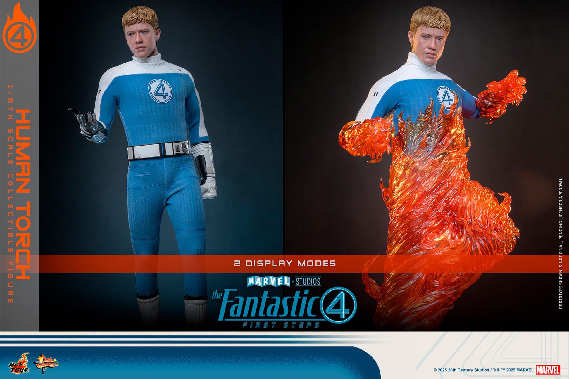 The Fantastic Four: First Steps: Johnny Storm "Human Torch": 1/6th Scale Action Figure - Hot Toys Action Figure