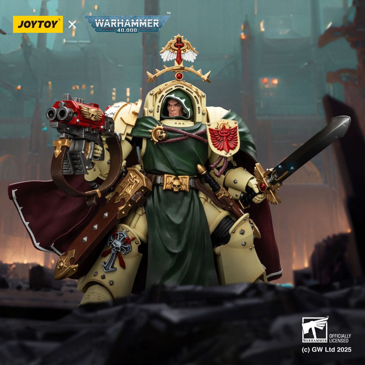 Warhammer 40,000: Dark Angels: Belial Grand Master of the Deathwing with the Sword of Silence and Storm Bolter: 1/18 Scale Action Figure - Joy Toy Action Figure