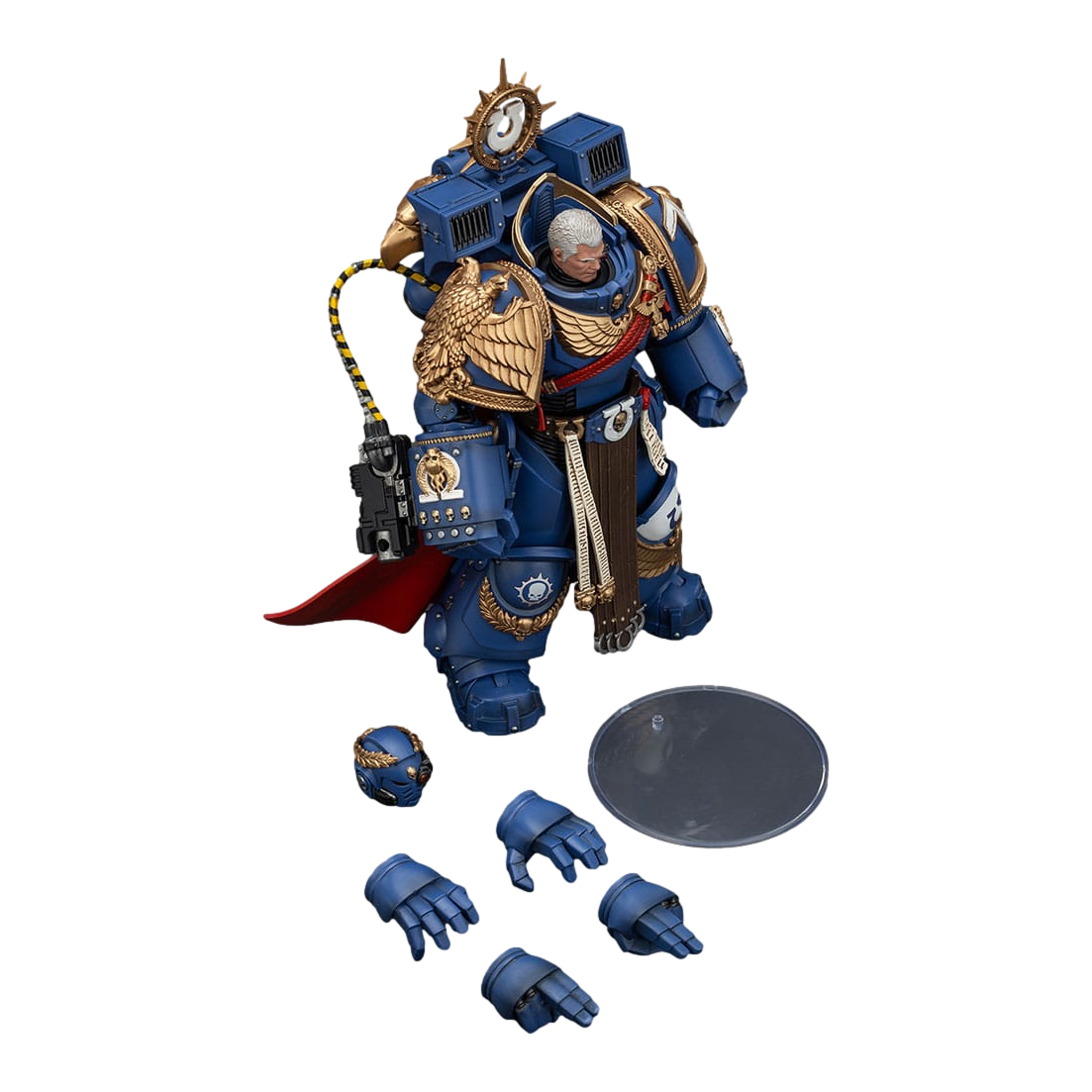 Warhammer 40,000: Space Marine 2: Ultramarines: Marneus Calgar: Chapter Master with MKX Gravis Armour and Gauntlets of Ultramar: 1/18 Scale Action Figure - Joy Toy Action Figure