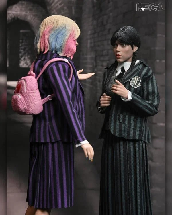 Wednesday: Wednesday Addams & Enid (Nevermore Uniform): 8" Clothed Action Figure 2-Pack - Neca Action Figure