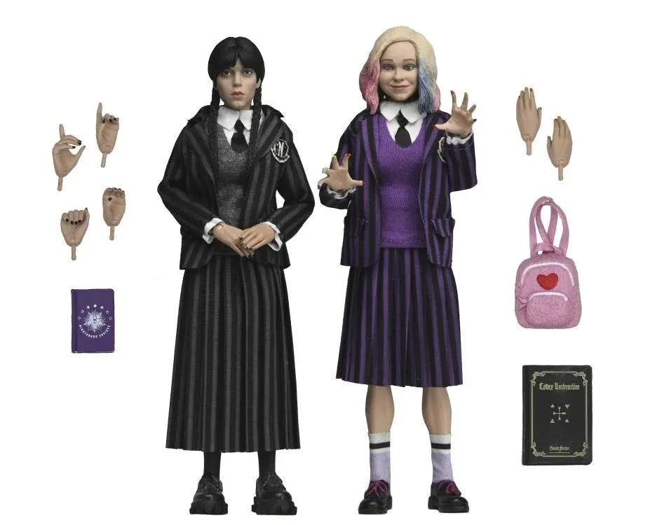 Wednesday: Wednesday Addams & Enid (Nevermore Uniform): 8" Clothed Action Figure 2-Pack - Neca Action Figure
