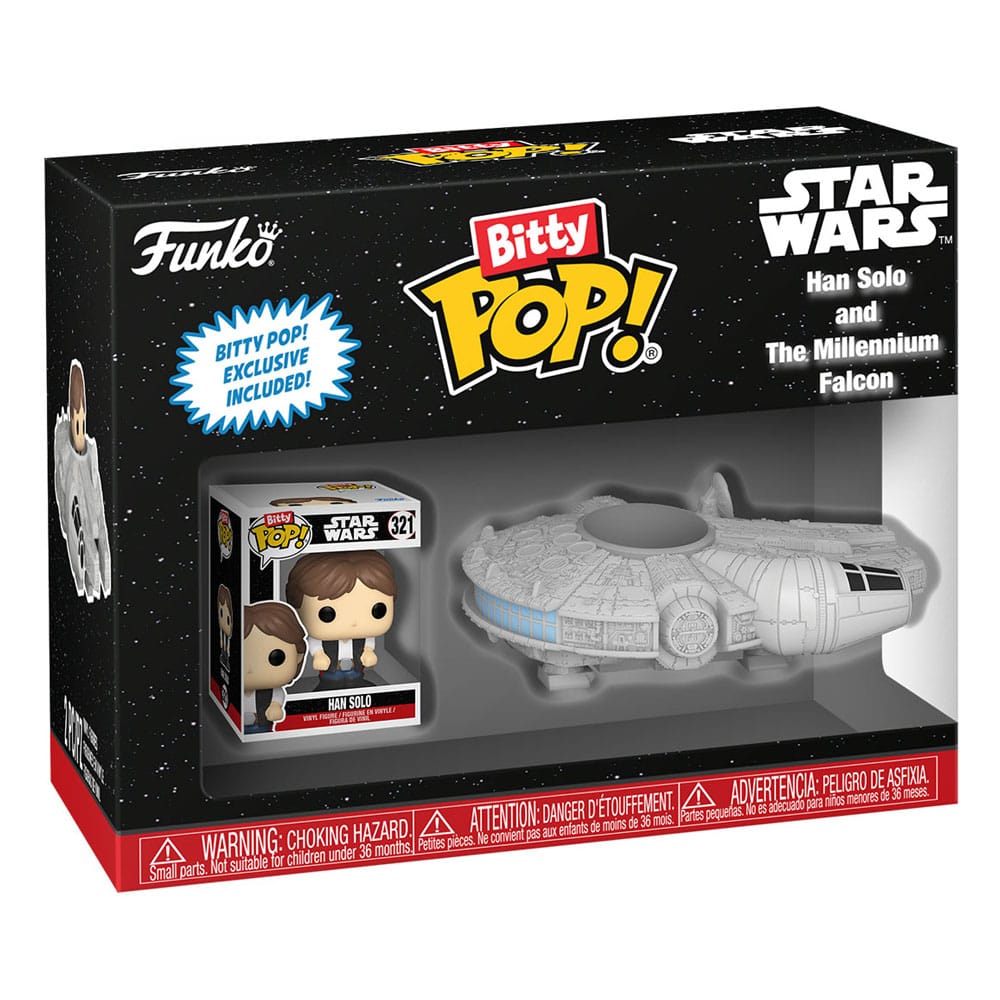 Star Wars Bitty POP! Rides Vinyl Figure Display Han Solo w/Millenium Falcon 2,5 cm - Funko POP! Figures
