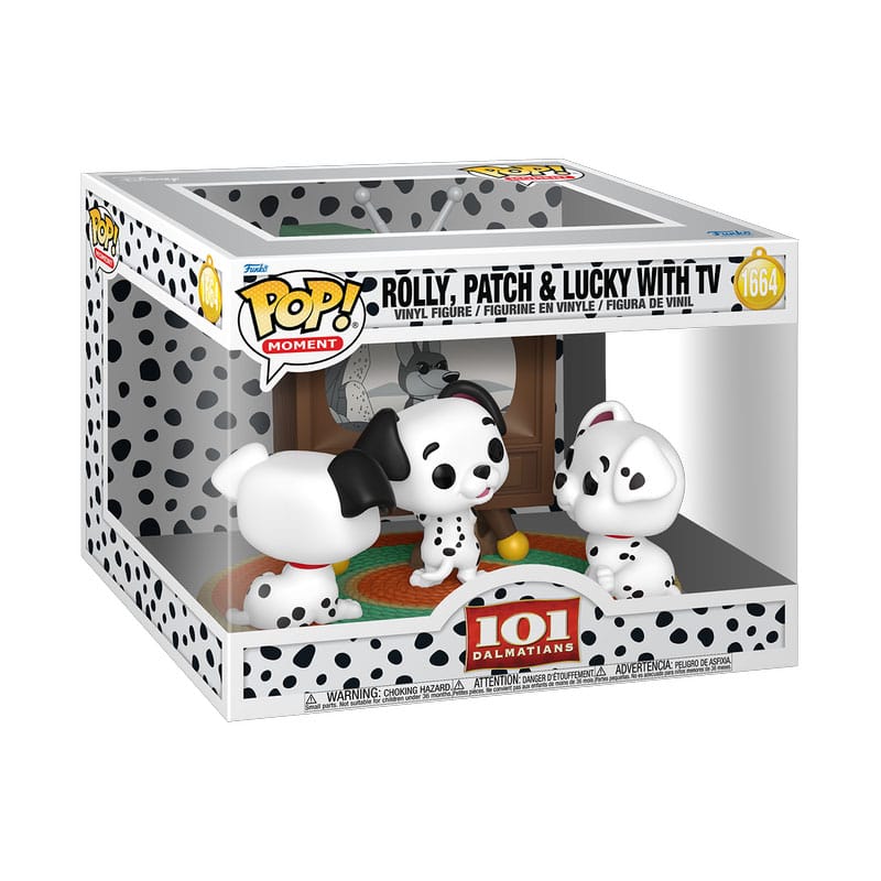 One Hundred and One Dalmatians POP Moment Vinyl Figures Rolly, Patch & Lucky with TV