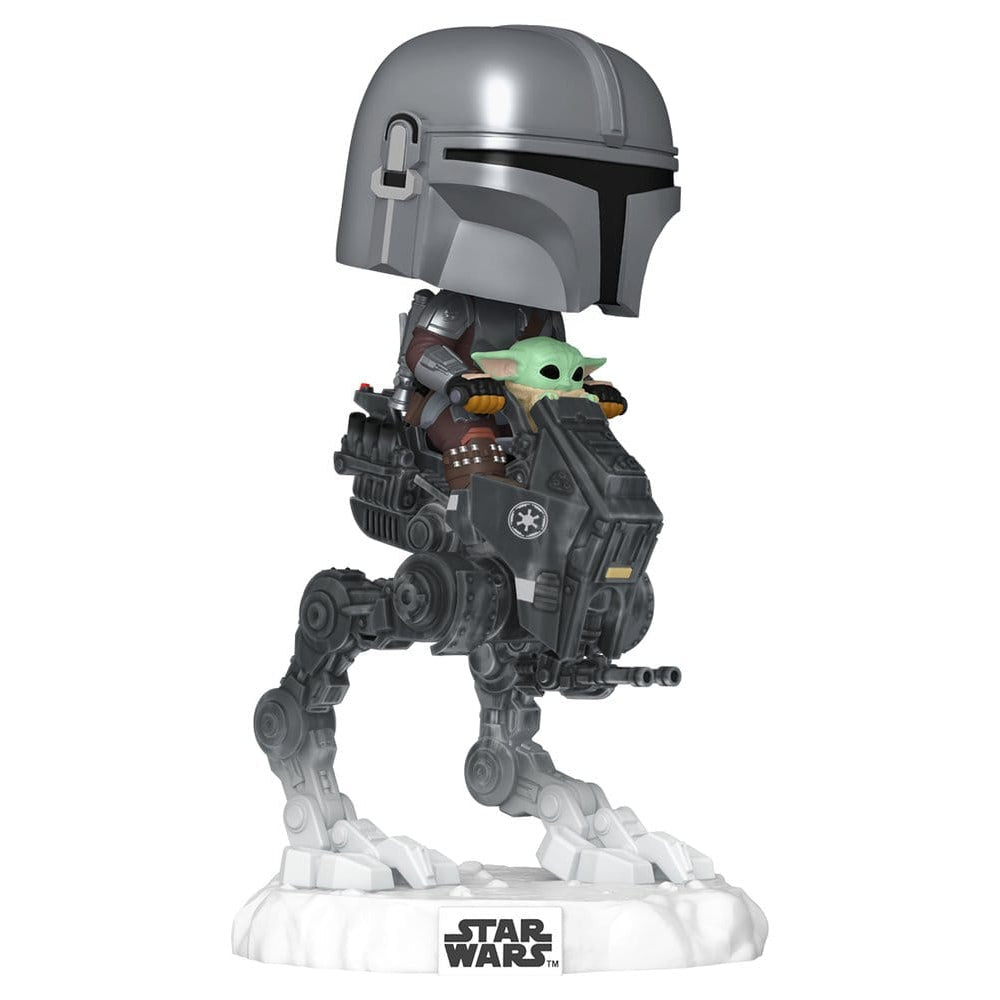 Star Wars: The Mandalorian and Grogu POP! Rides Deluxe Vinyl Bobblehead Figure The Mandalorian with Grogu in Imperial Remnant AT-RT - Funko POP! Figures