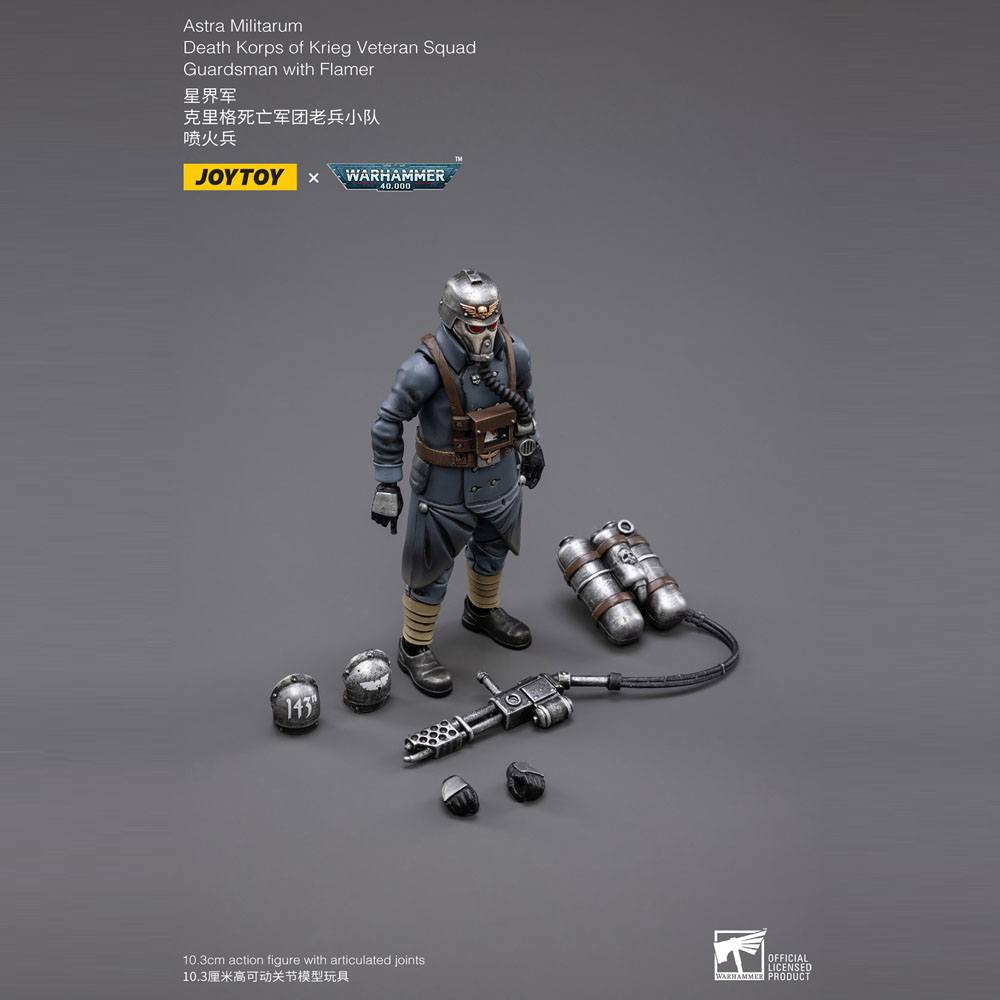 Warhammer 40k Action Figure 1/18 Death Korps of Krieg Veteran Squad Guardsman with Flamer - Joy Toy Action Figures