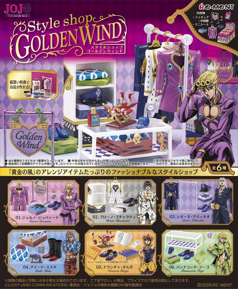 JoJo's Bizarre Adventure Mini Figures Style Shop Golden Wind Blind Box Display Box Qty 6