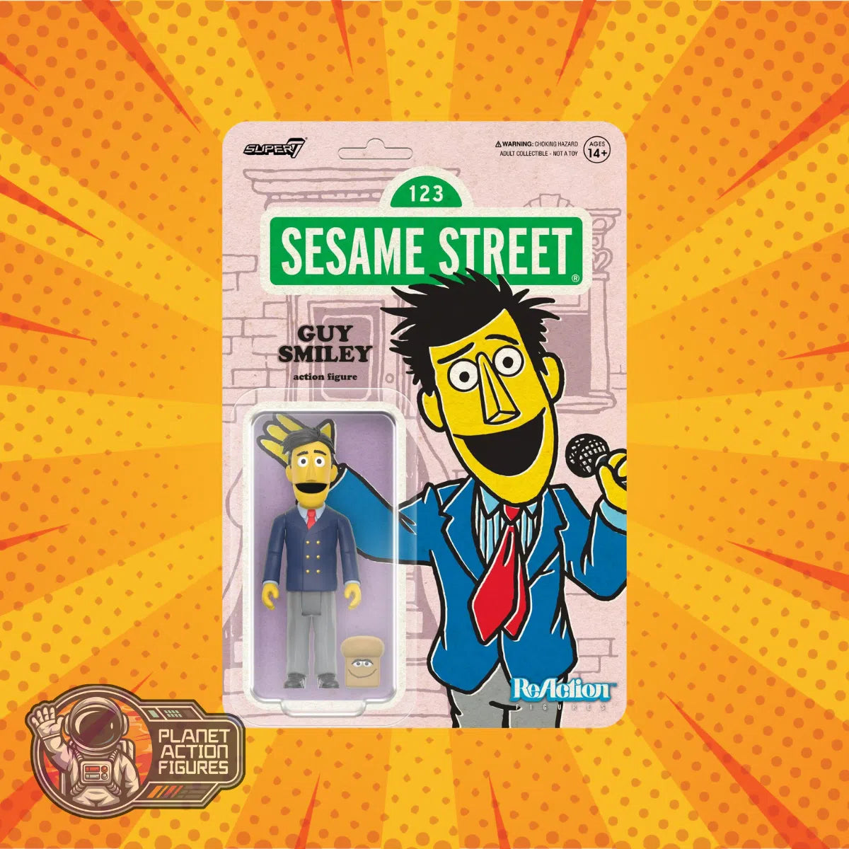 Sesame Street: Guy Smiley: (With Bread): Wave 02: ReAction: Action Figure: Super7