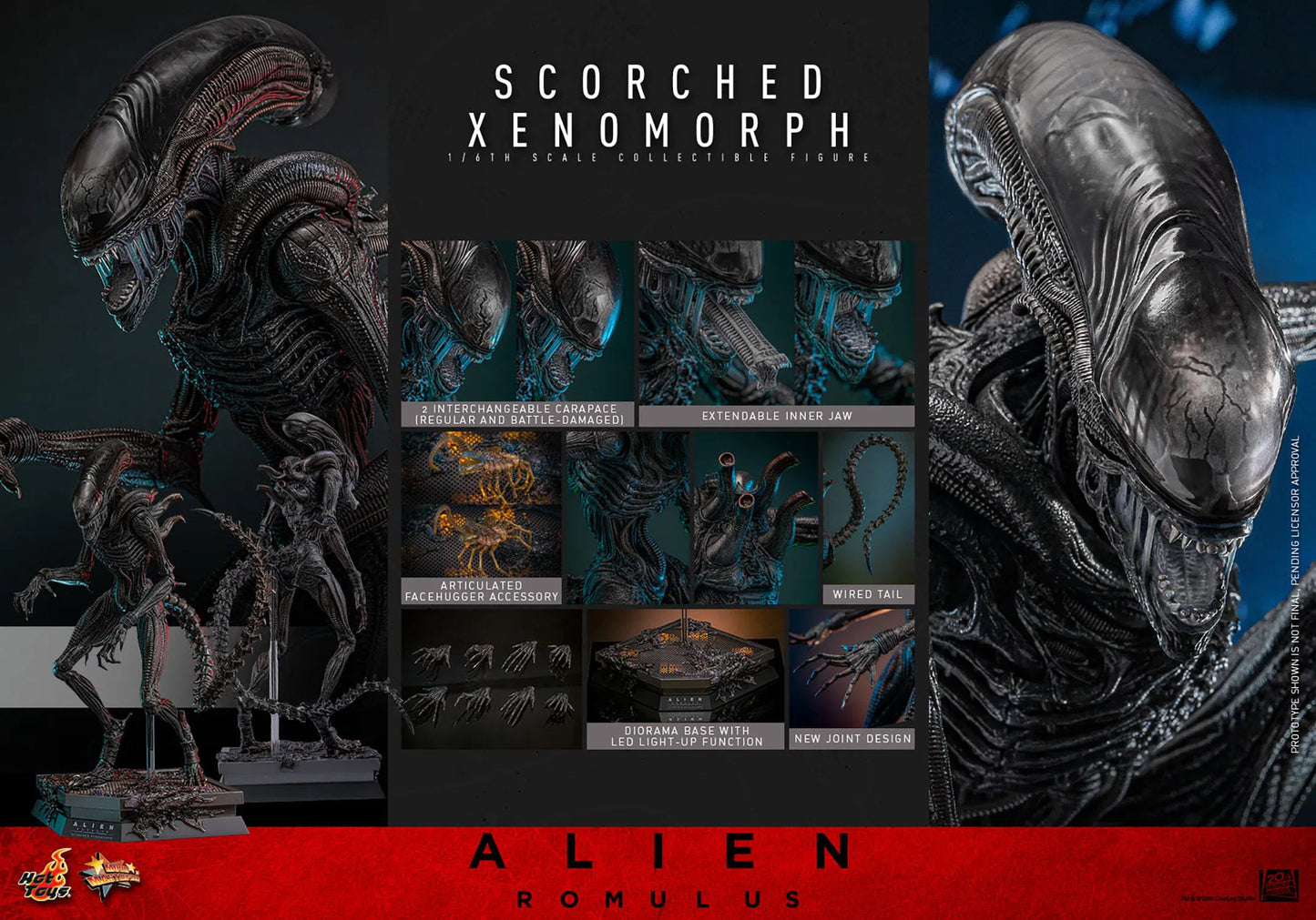 Alien: Romulus: Scorched Xenomorph: 1/6th Scale Action Figure: Hot Toys by Hot Toys – Action Figure, [scale], UK stockist Planet Action Figures