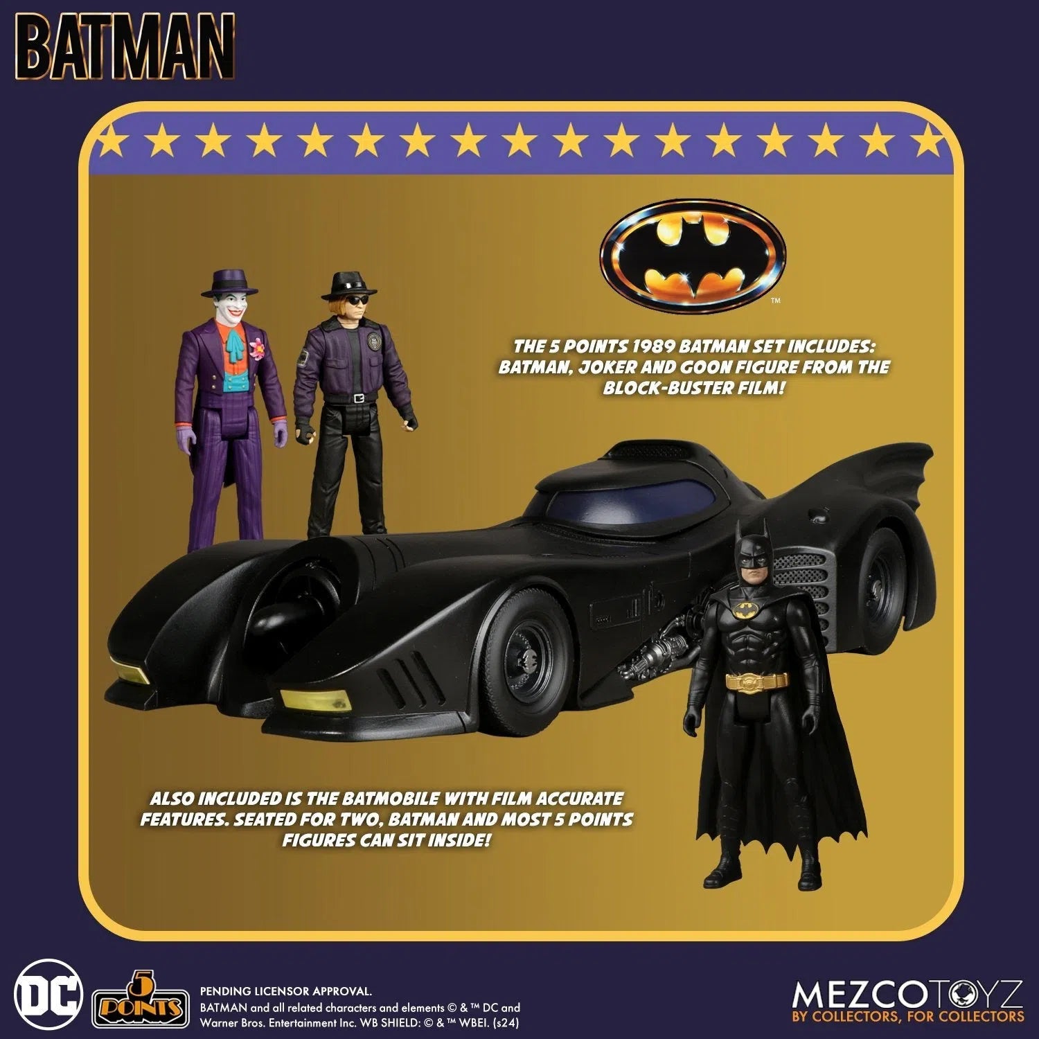 Batman: (1989): 5 Points Figures & Batmobile Set by Mezco – Action Figure, [scale], UK stockist Planet Action Figures