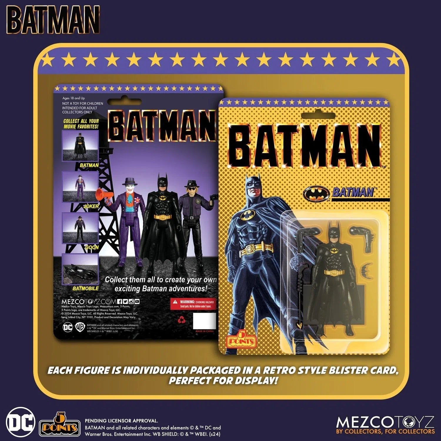 Batman: (1989): 5 Points Figures & Batmobile Set Mezco