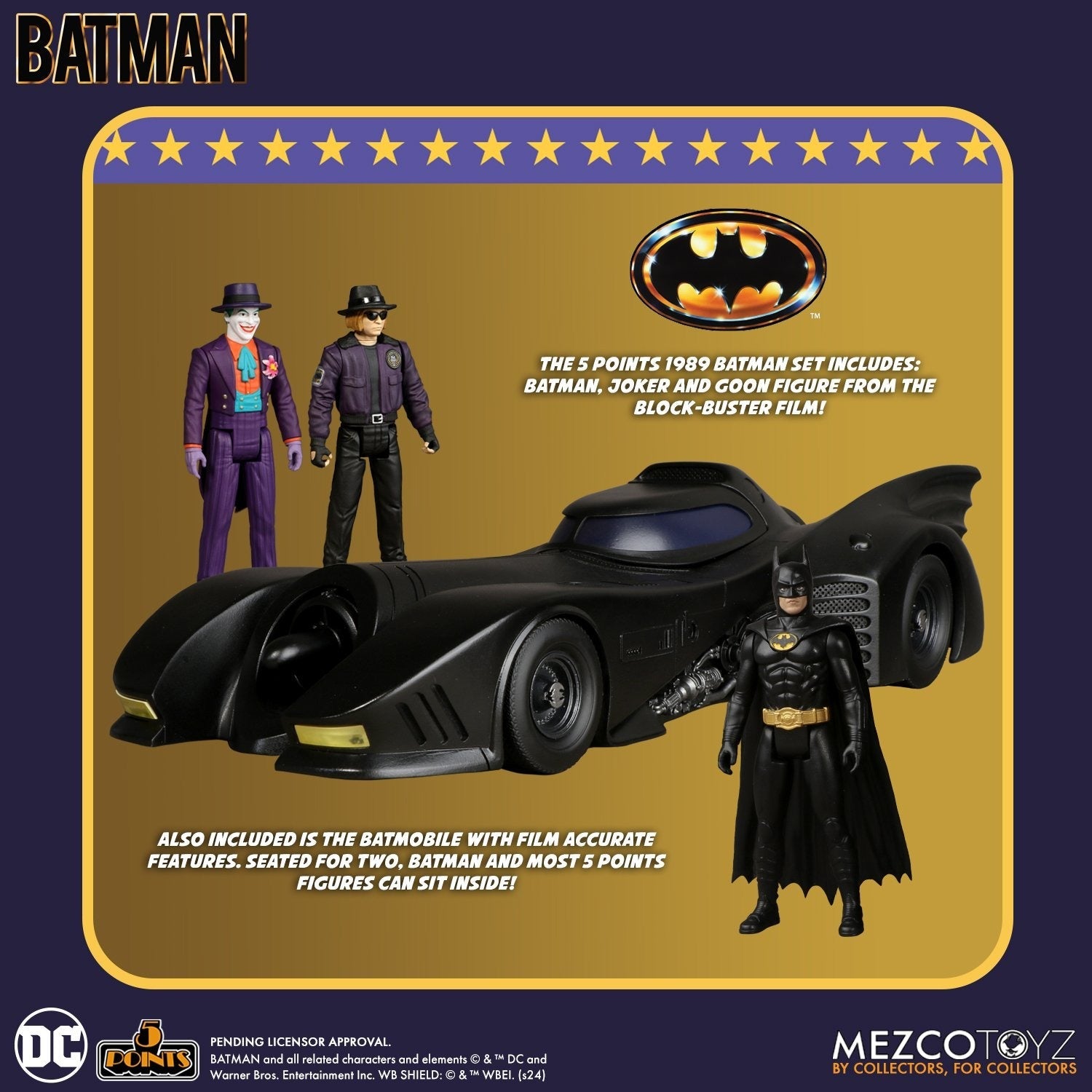 Batman: (1989): 5 Points Figures & Batmobile Set Mezco