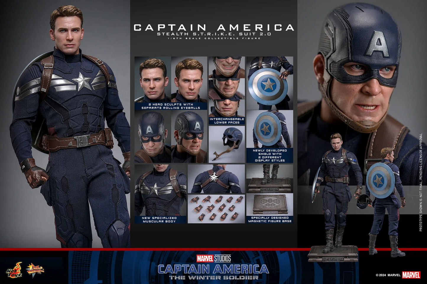 Captain America: The Winter Soldier: Captain America (Stealth S.T.R.I.K.E. Suit): 1/6th - Hot Toys Action Figures