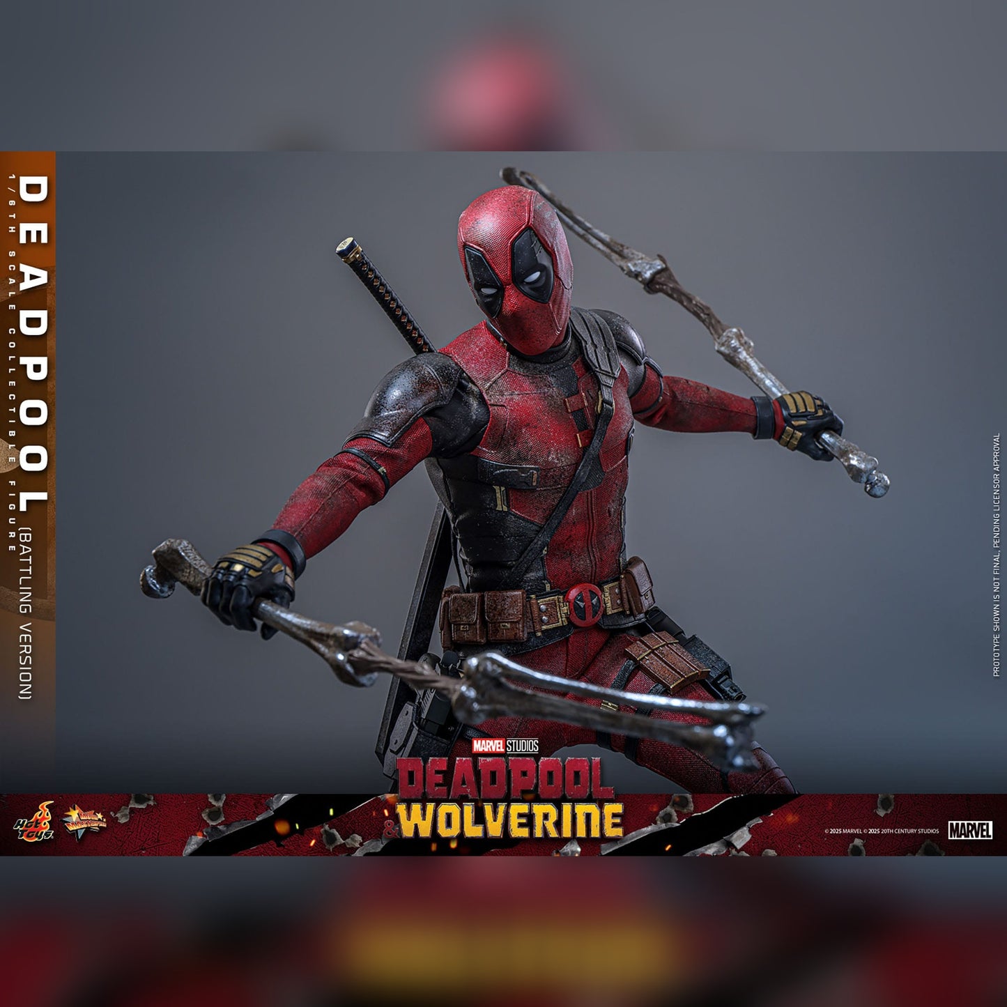 Deadpool & Wolverine: Deadpool: Battling Version: 1/6th - Hot Toys Action Figures
