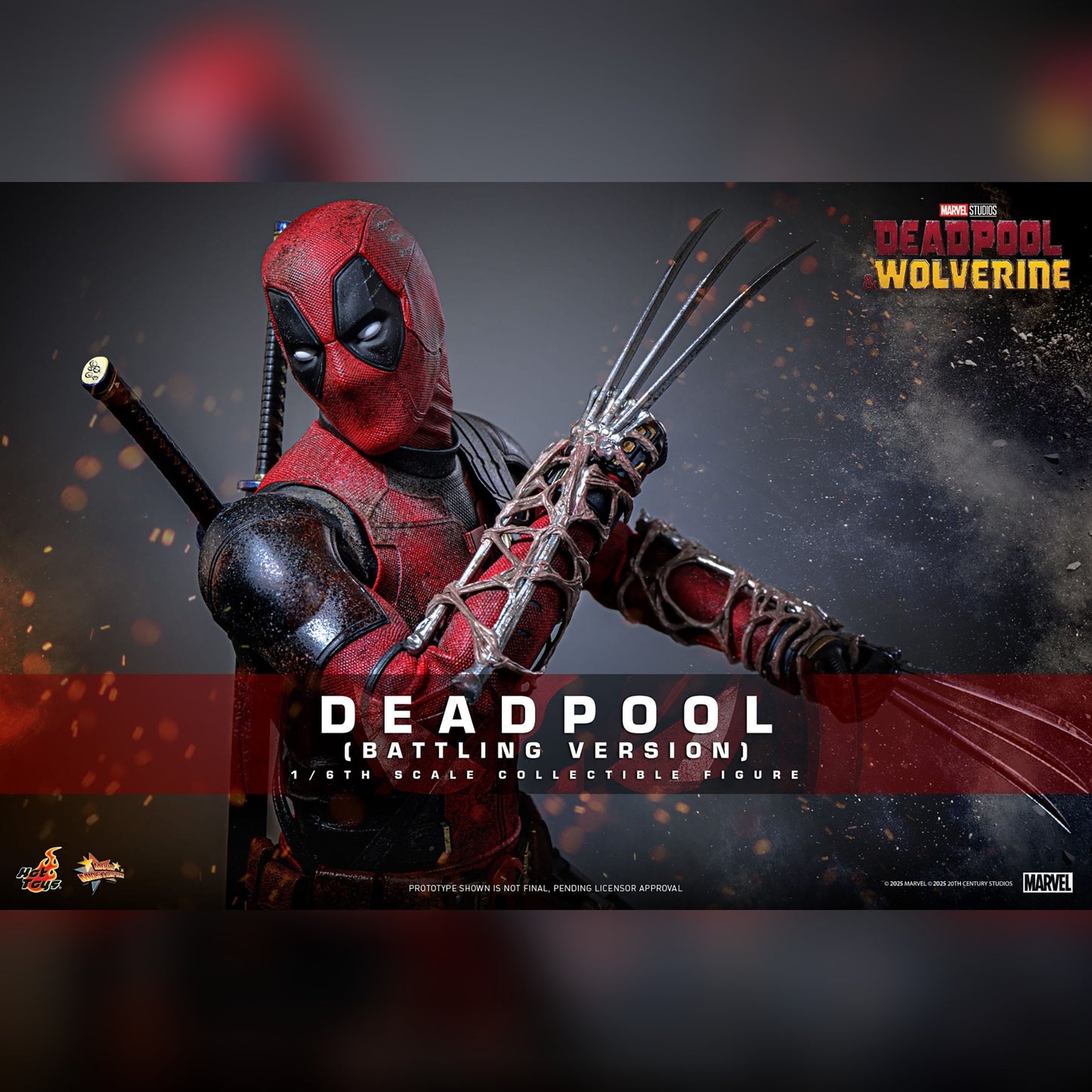 Deadpool & Wolverine: Deadpool: Battling Version: 1/6th - Hot Toys Action Figures