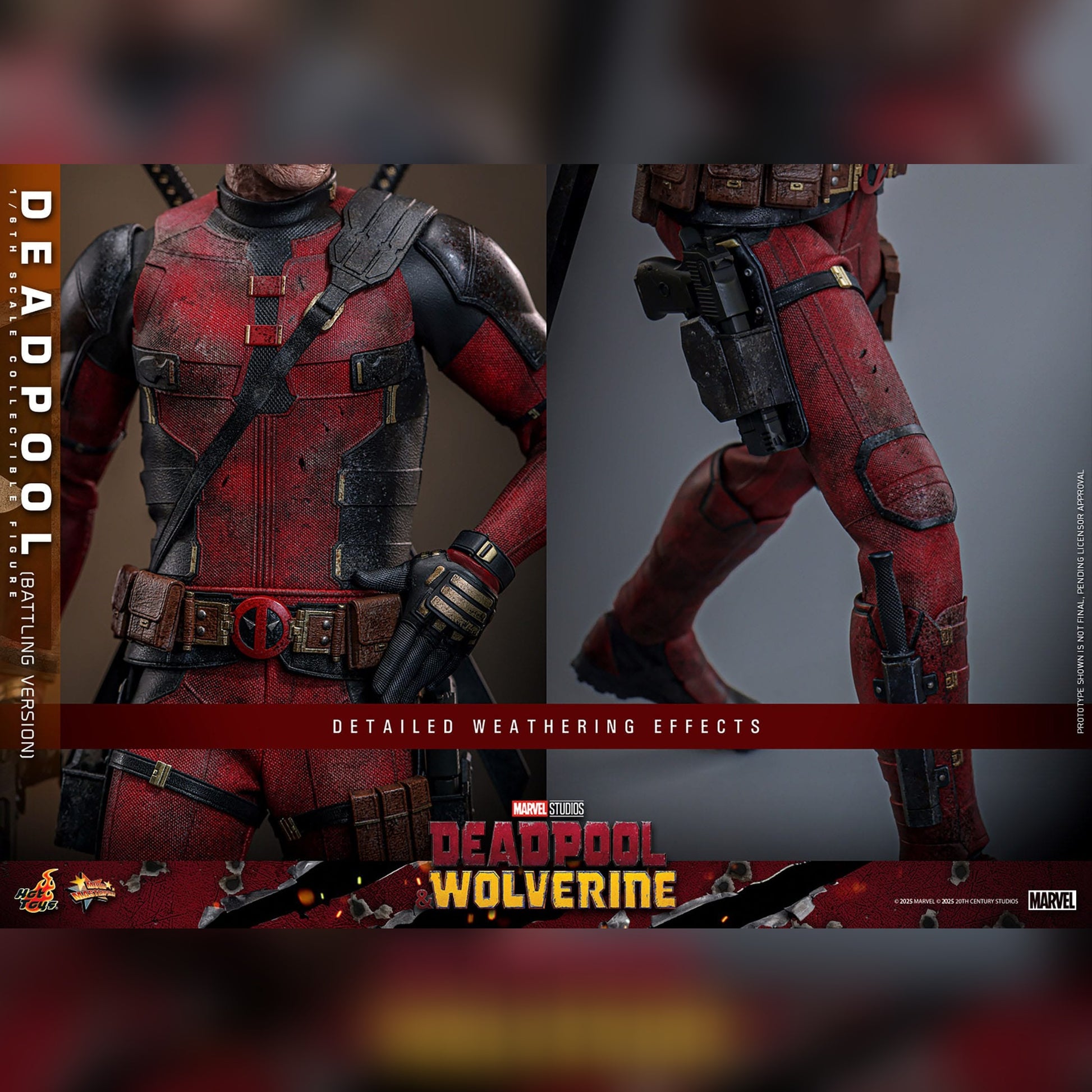 Deadpool & Wolverine: Deadpool: Battling Version: 1/6th - Hot Toys Action Figures