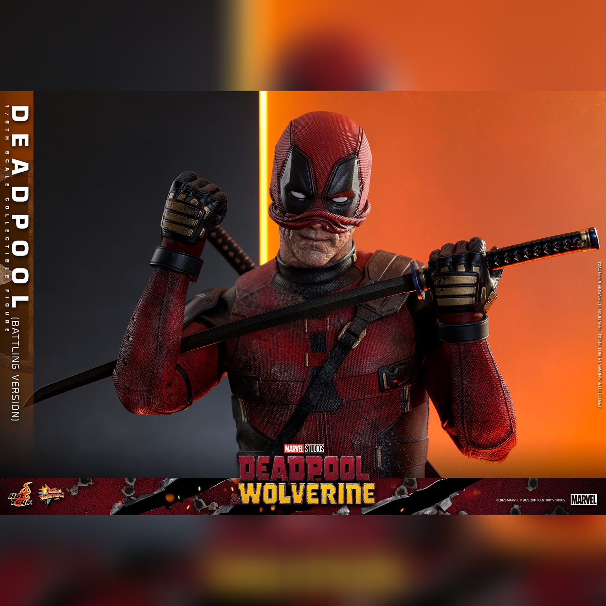 Deadpool & Wolverine: Deadpool: Battling Version: 1/6th Scale Action Figure: Hot Toys Hot Toys