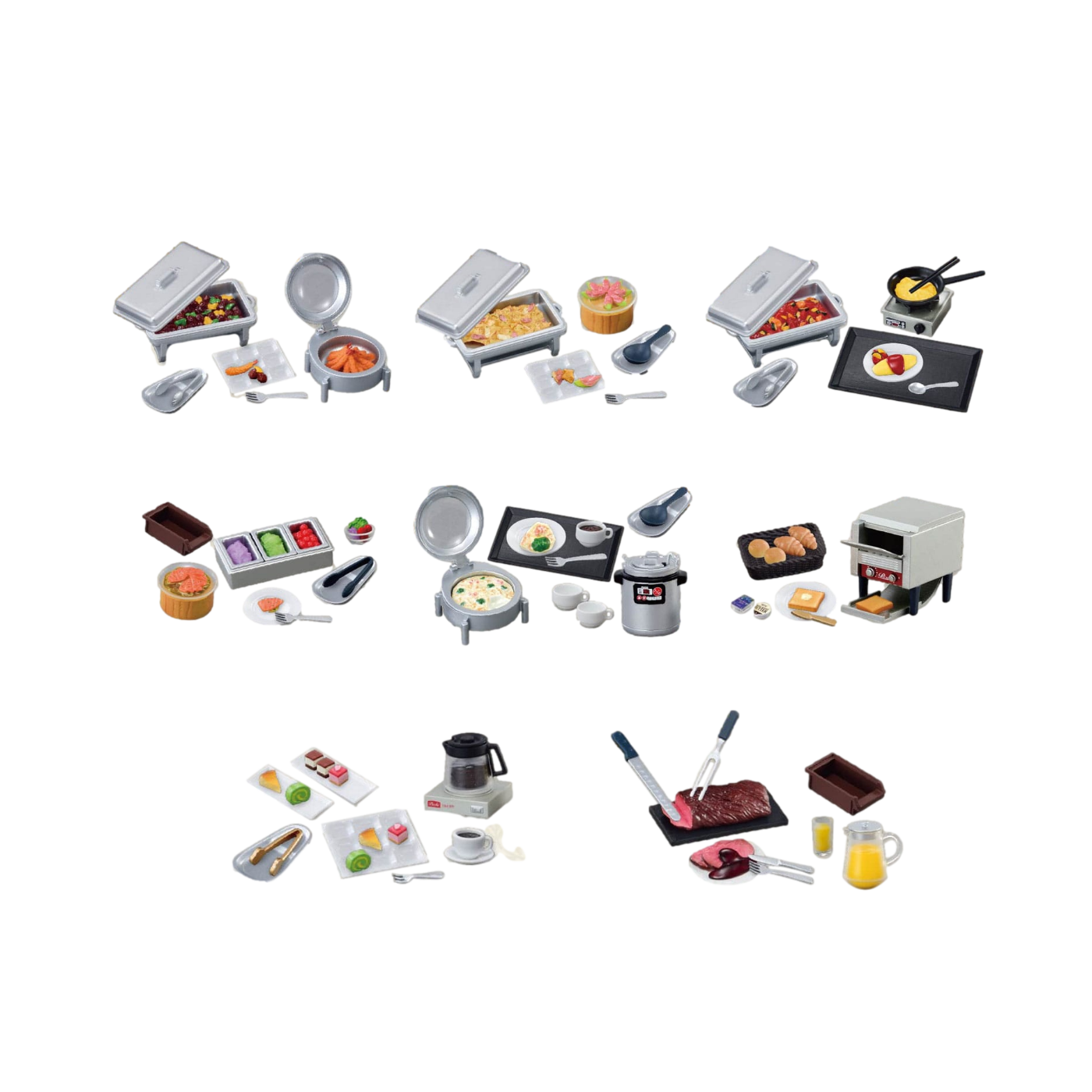 Deluxe Hotel Buffet Mini Figures Blind Box Display (8) - Re-Ment Blind Box