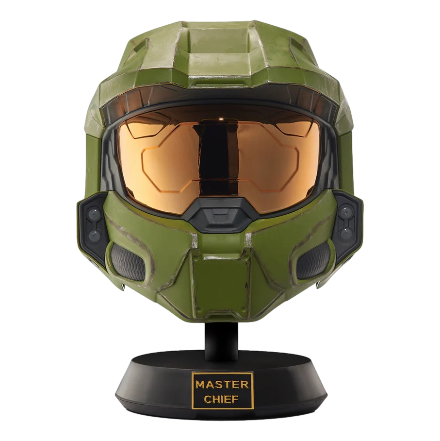 Halo: Master Chief: Deluxe Helmet With Stand: LED Lights & Sound by Jazwares – Action Figure, [scale], UK stockist Planet Action Figures