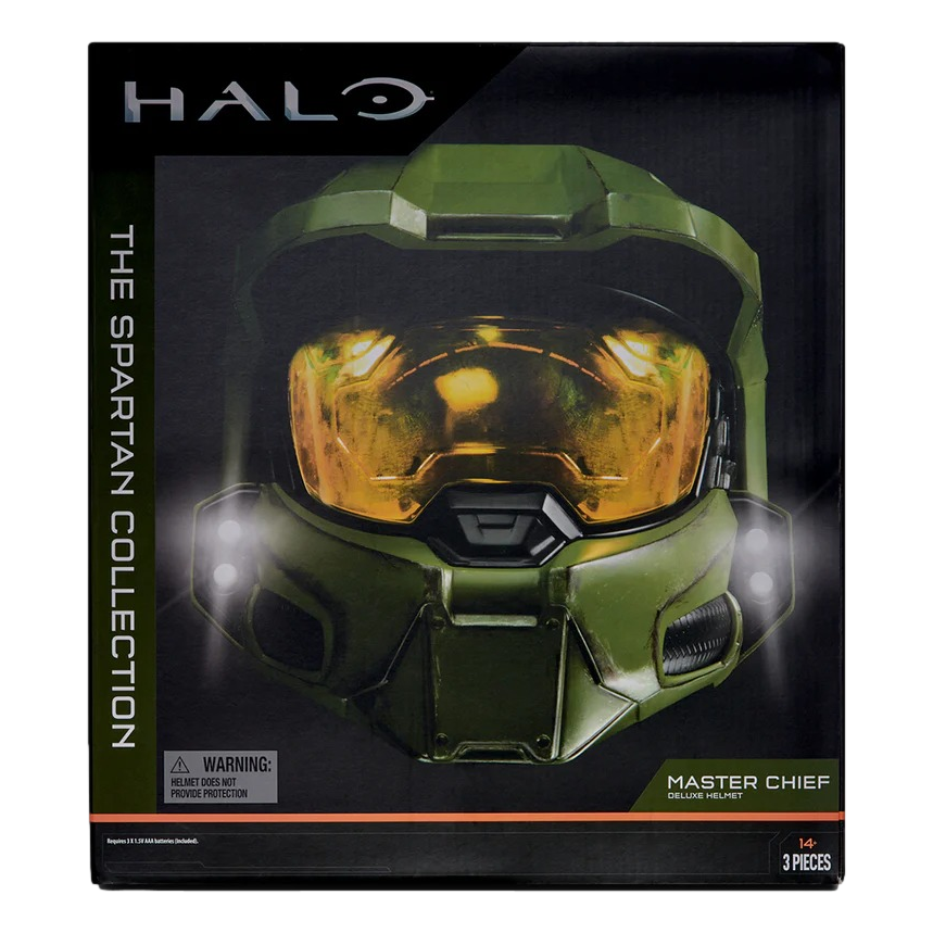 Halo: Master Chief: Deluxe Helmet With Stand: LED Lights & Sound by Jazwares – Action Figure, [scale], UK stockist Planet Action Figures