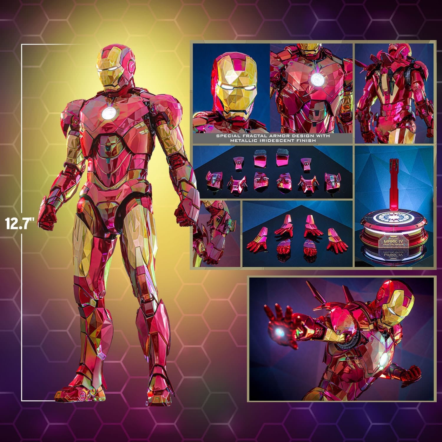 Iron Man 2: Iron Man Mark VI (Fractal Armor): Exclusive: 1/6th Action Figure - Hot Toys Action Figure