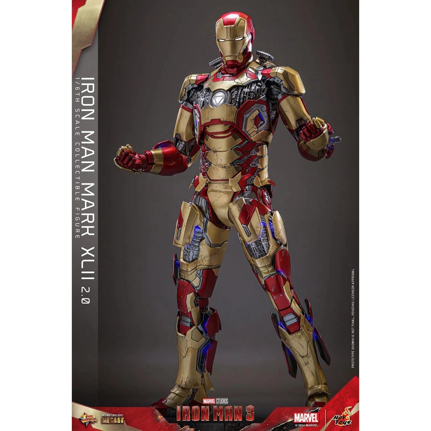 Iron Man 3: Iron Man Mark XLII (2.0): Deluxe: Marvel: Diecast - Hot Toys Action Figure