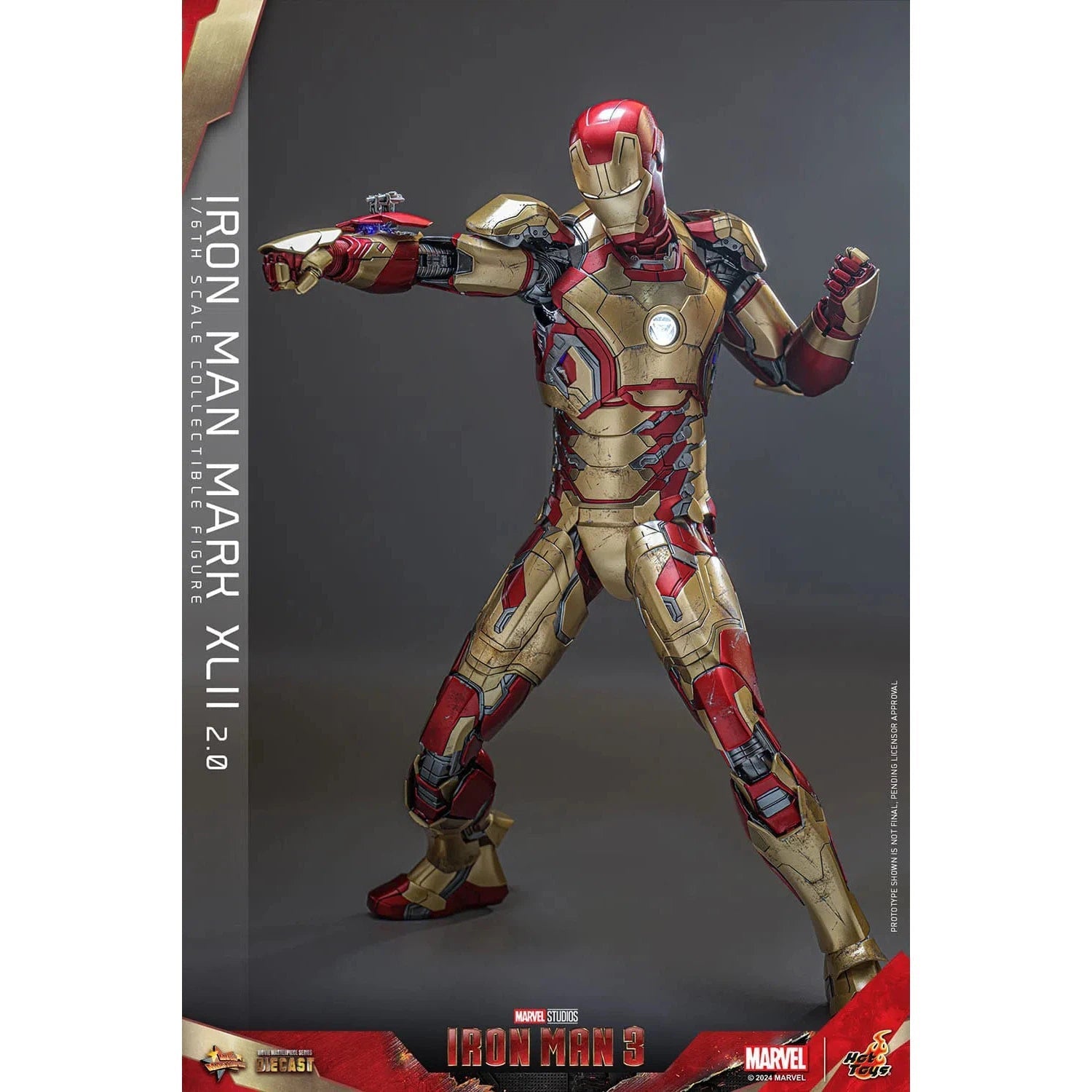 Iron Man 3: Iron Man Mark XLII (2.0): Deluxe: Marvel: Diecast - Hot Toys Action Figure