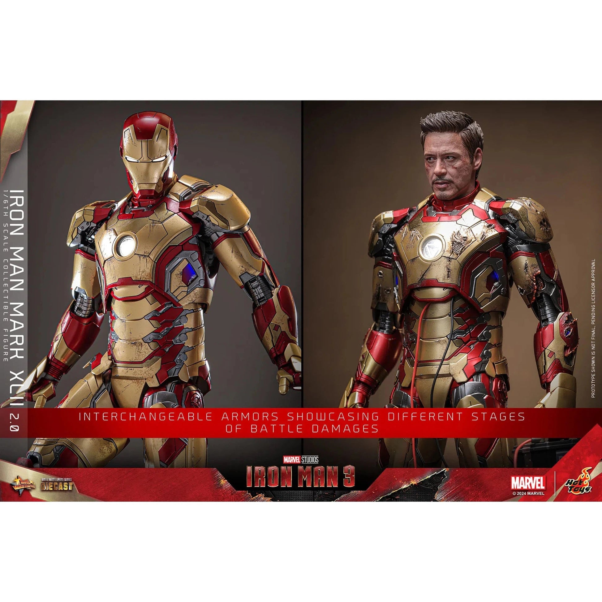 Iron Man 3: Iron Man Mark XLII (2.0): Deluxe: Marvel: Diecast - Hot Toys Action Figure