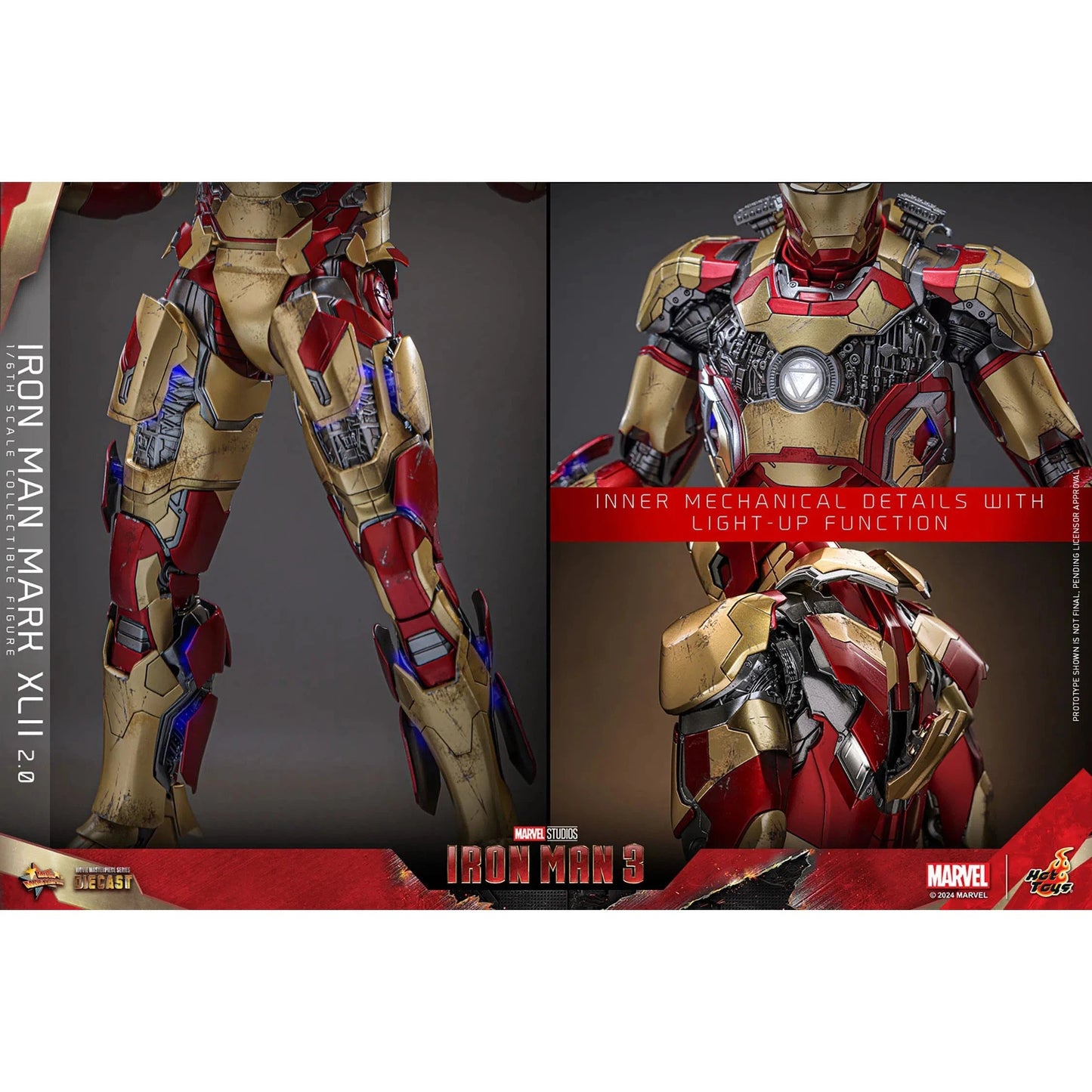 Iron Man 3: Iron Man Mark XLII (2.0): Deluxe: Marvel: Diecast - Hot Toys Action Figure