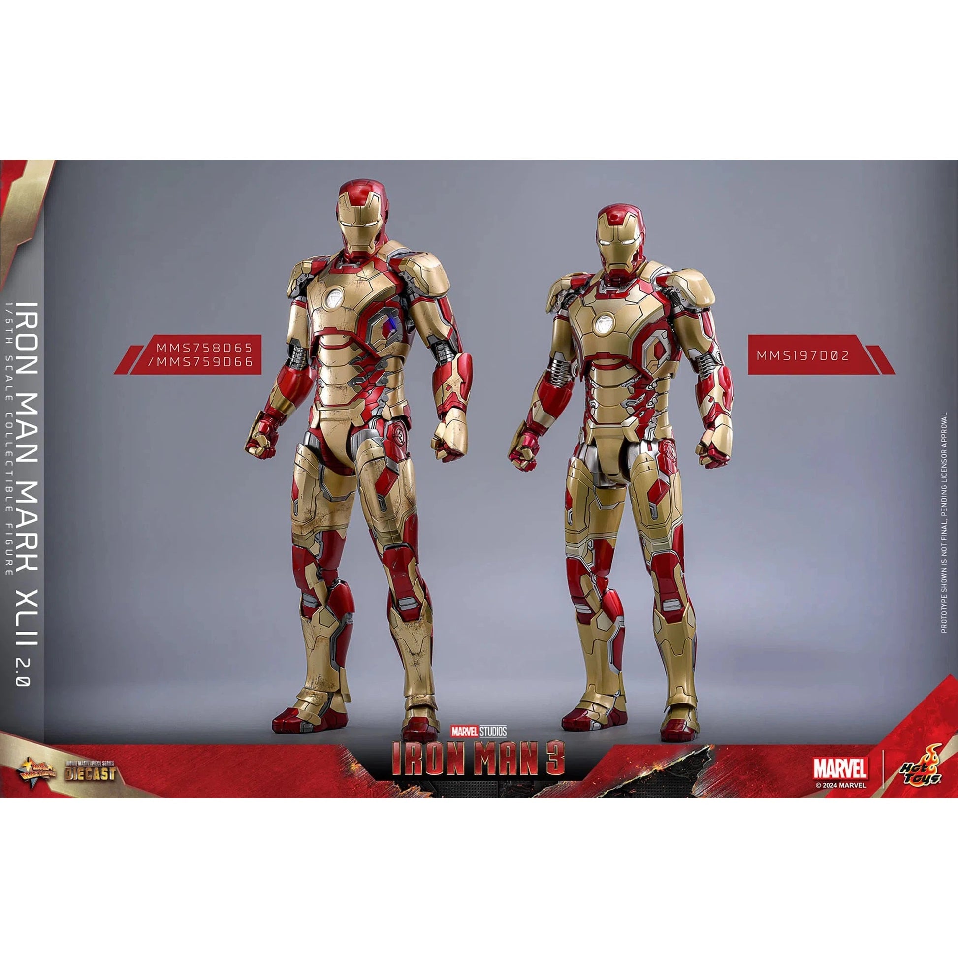 Iron Man 3: Iron Man Mark XLII (2.0): Deluxe: Marvel: Diecast - Hot Toys Action Figure