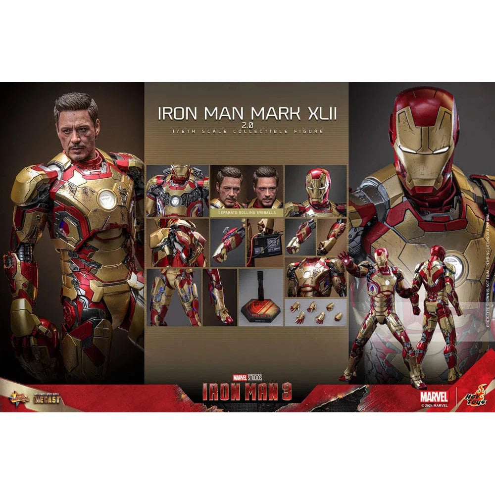 Iron Man 3: Iron Man Mark XLII (2.0): Deluxe: Marvel: Diecast - Hot Toys Action Figure