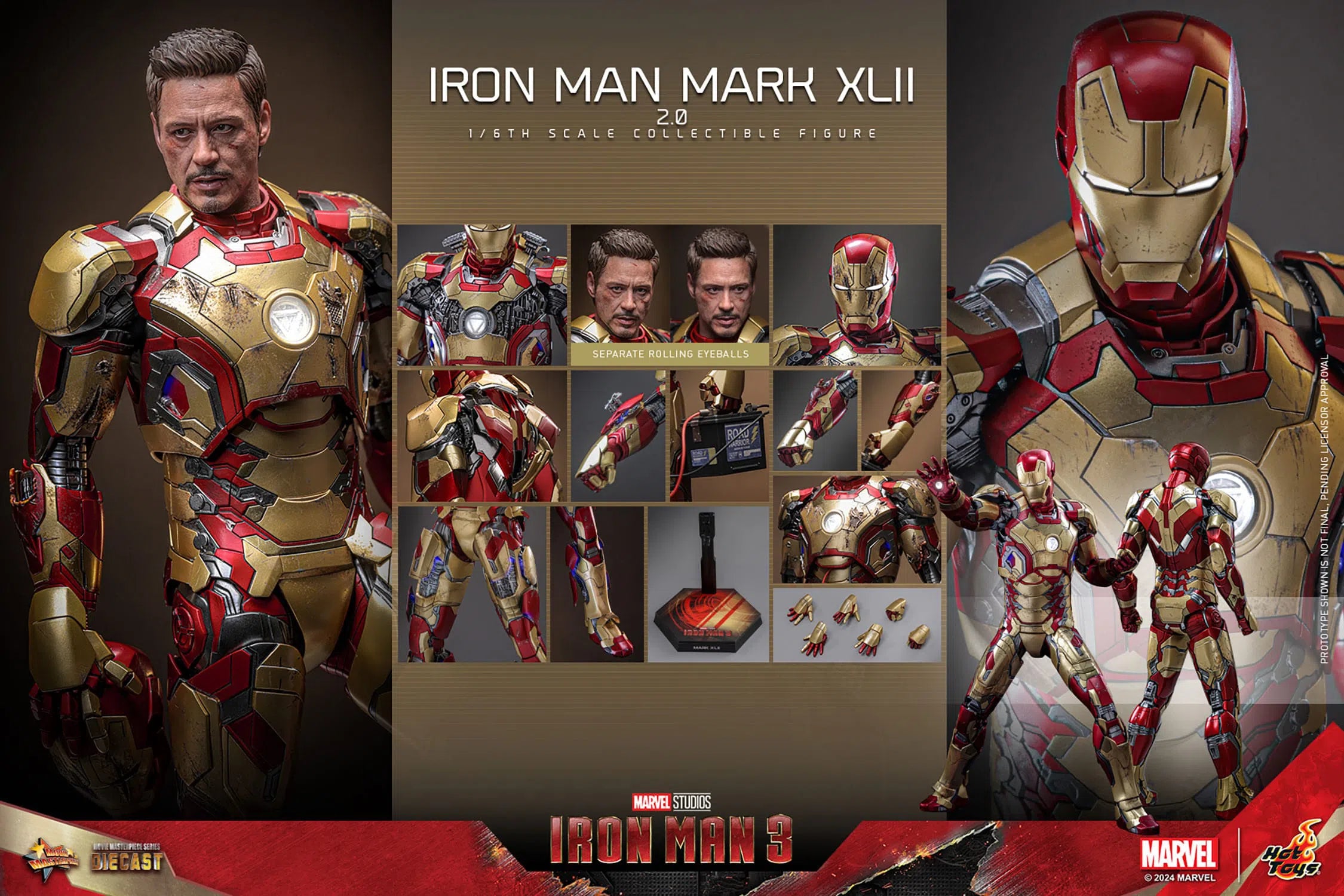 Iron Man 3: Iron Man Mark XLII (2.0): Deluxe: Marvel: Diecast: Hot Toys Hot Toys