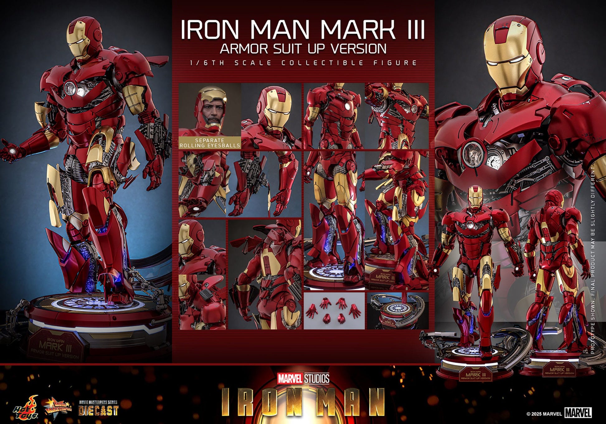 Iron Man: Iron Man Mark III (Suit Up Armor Version): 1/6th Action Figure: Hot Toys Hot Toys