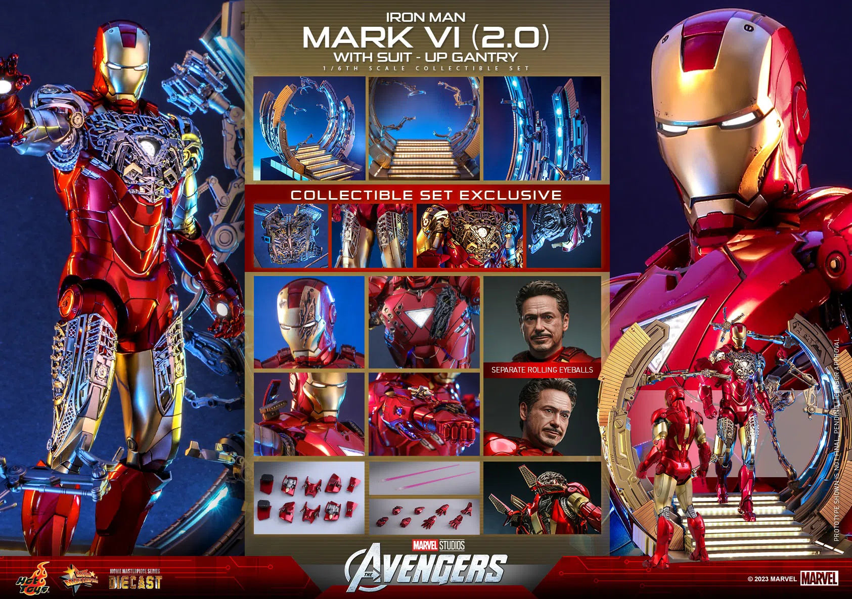 Iron Man: Mark VI (2.0): With Suit Up Gantry: Marvel: MMS688D53 Hot Toys