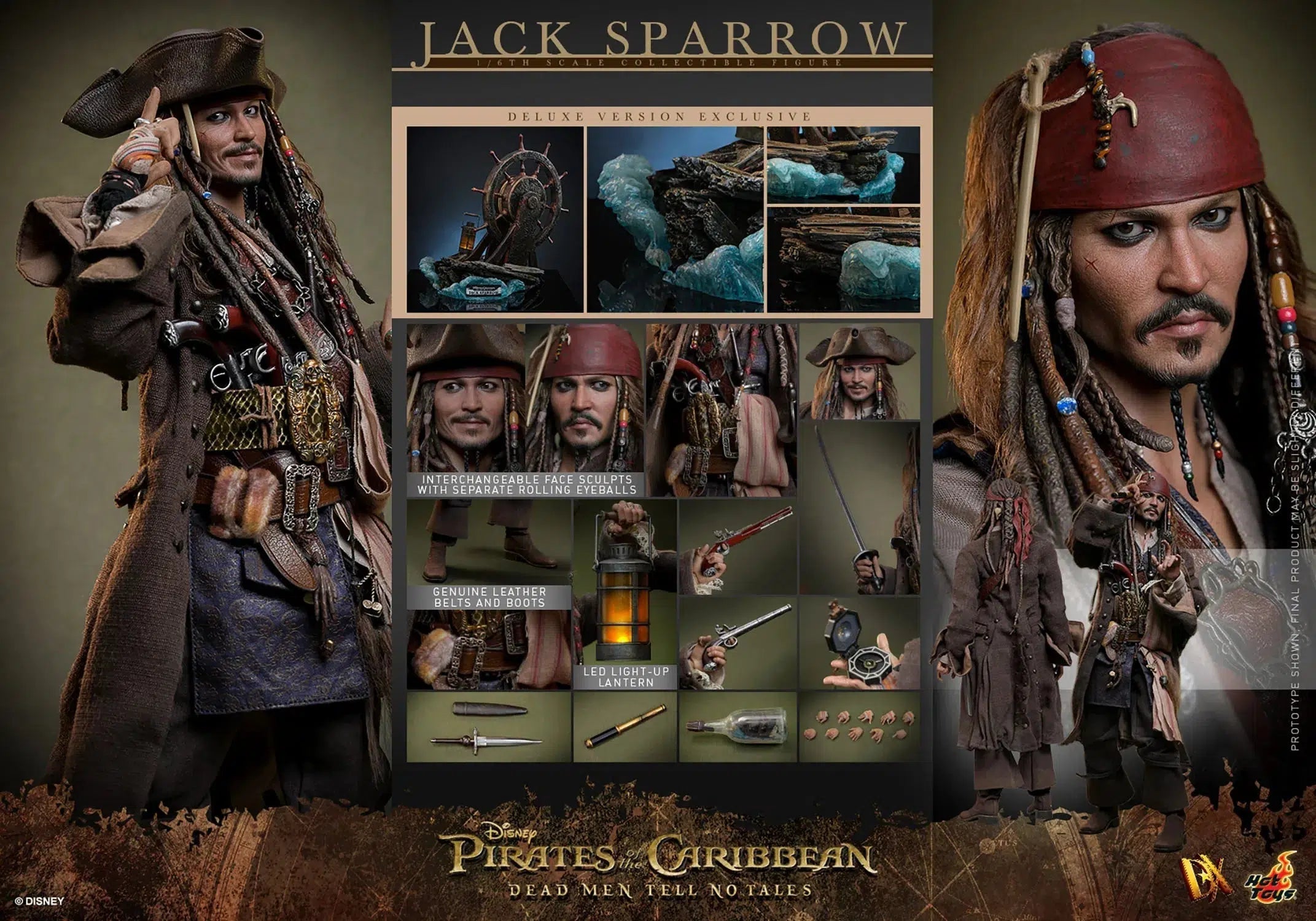 Jack Sparrow: Pirates Of The Caribbean: Dead Men Tell No Tales: Deluxe: Sixth Scale: DX38 Hot Toys