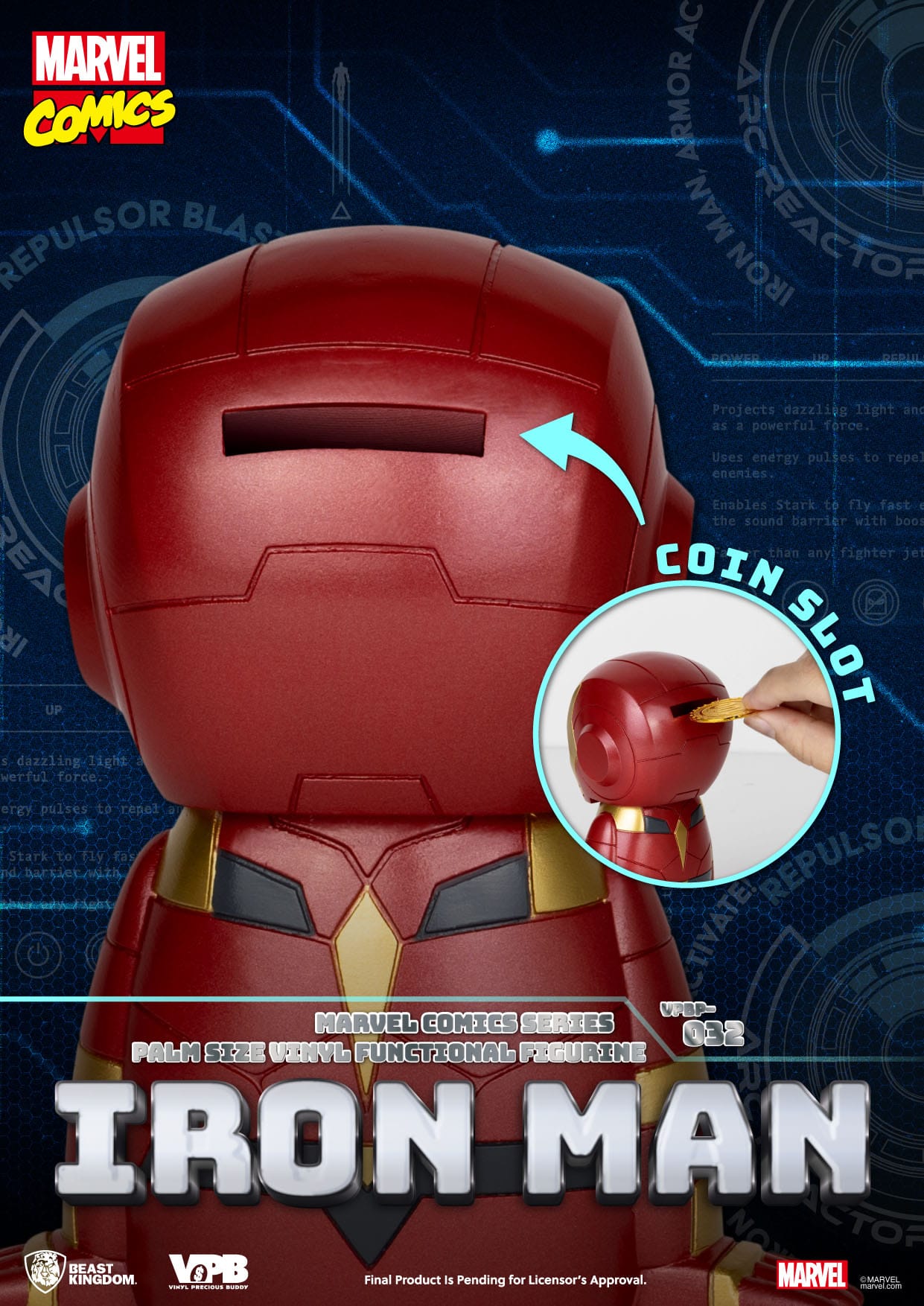 Marvel: Iron Man Palm-Sized Vinyl Piggy Bank - Beast Kingdom Toys Piggy Bank