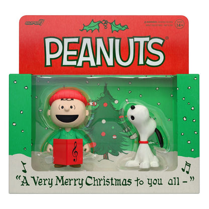 Peanuts ReAction Action Figures 2-Pack Brown and Snoopy (Caroling) - Super7 Action Figures