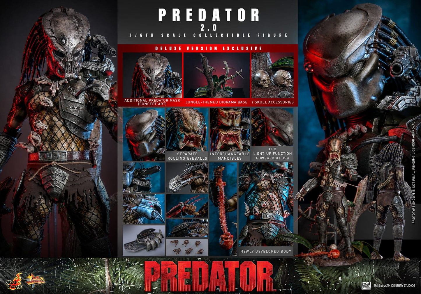 Predator: Predator 2.0: Deluxe: 1/6th - Hot Toys Action Figures