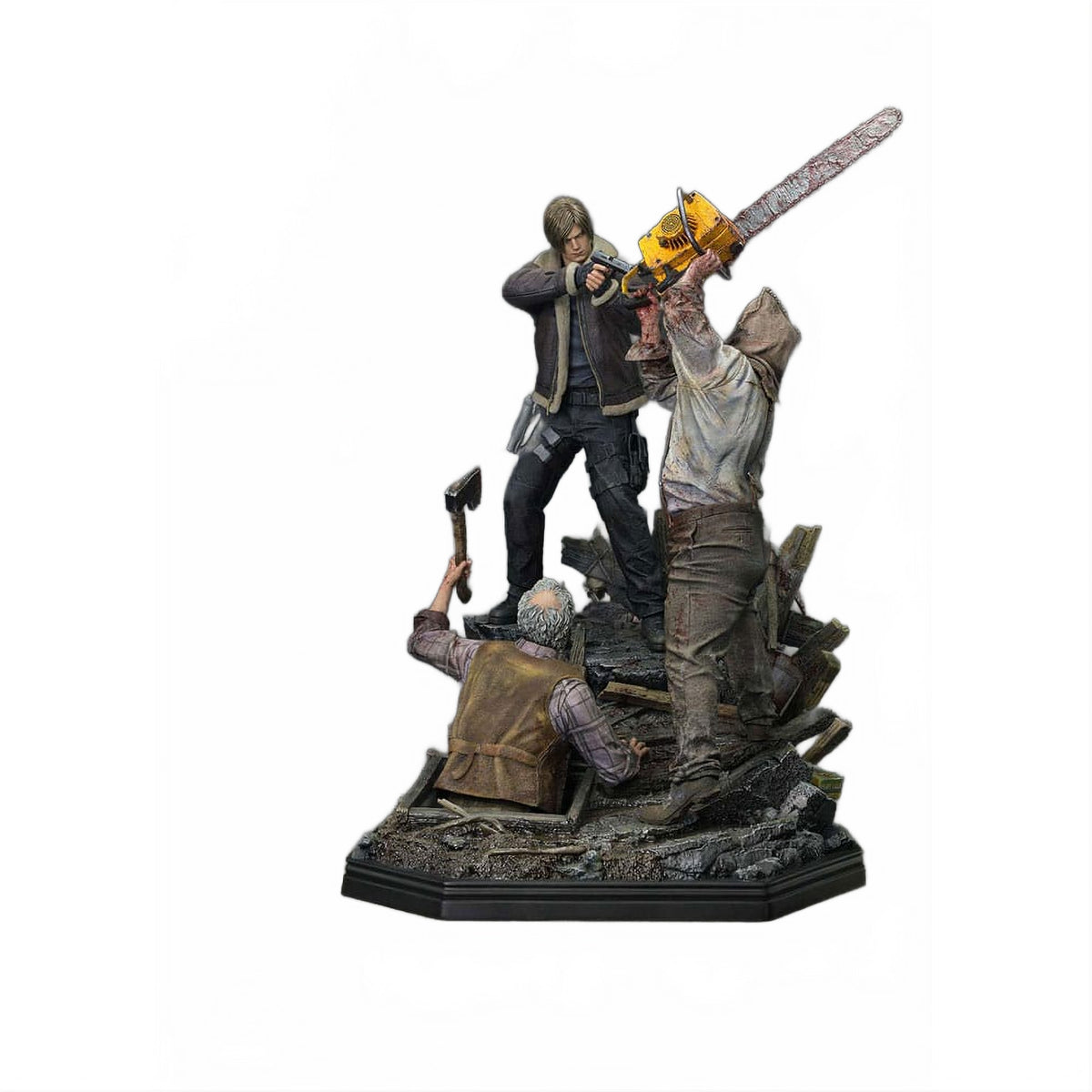 Resident Evil 4 Ultimate Premium Masterline Series Statue 1/4 Leon S. Kennedy vs. Chainsaw Villager Bonus Ver. 76 cm - Prime 1 Studio Statues